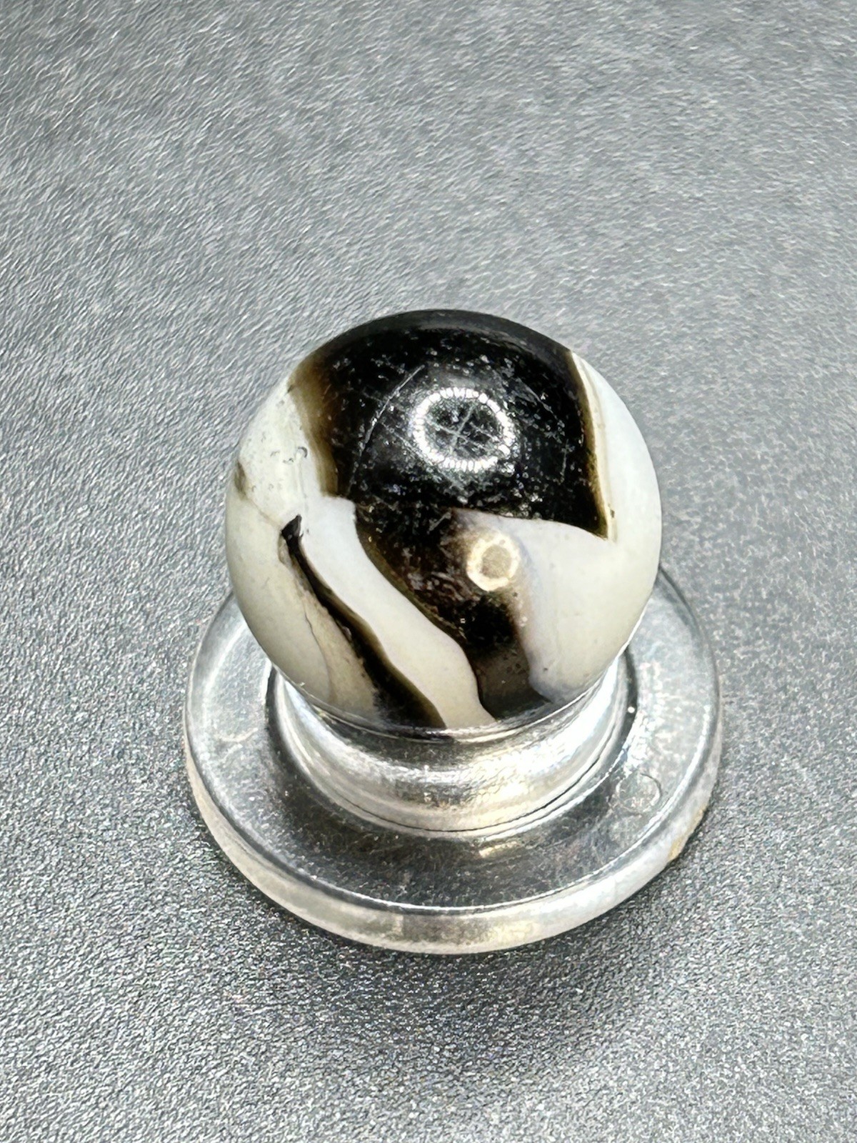 Peltier Zebra Marble w/ Aventurine Two Color Zebra Vintage Marbles 0.591”