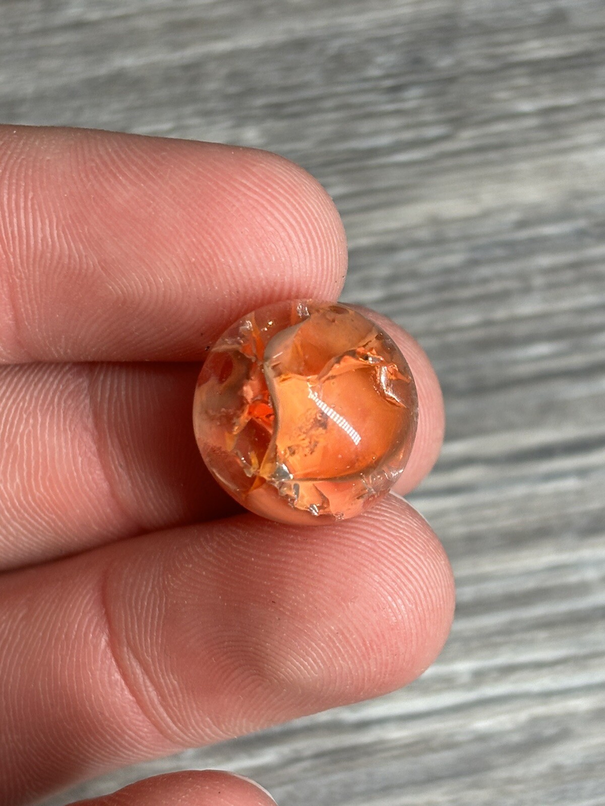 Vintage Akro Agate Peltier Christensen Glass Swirl Marble 0.6” Orange