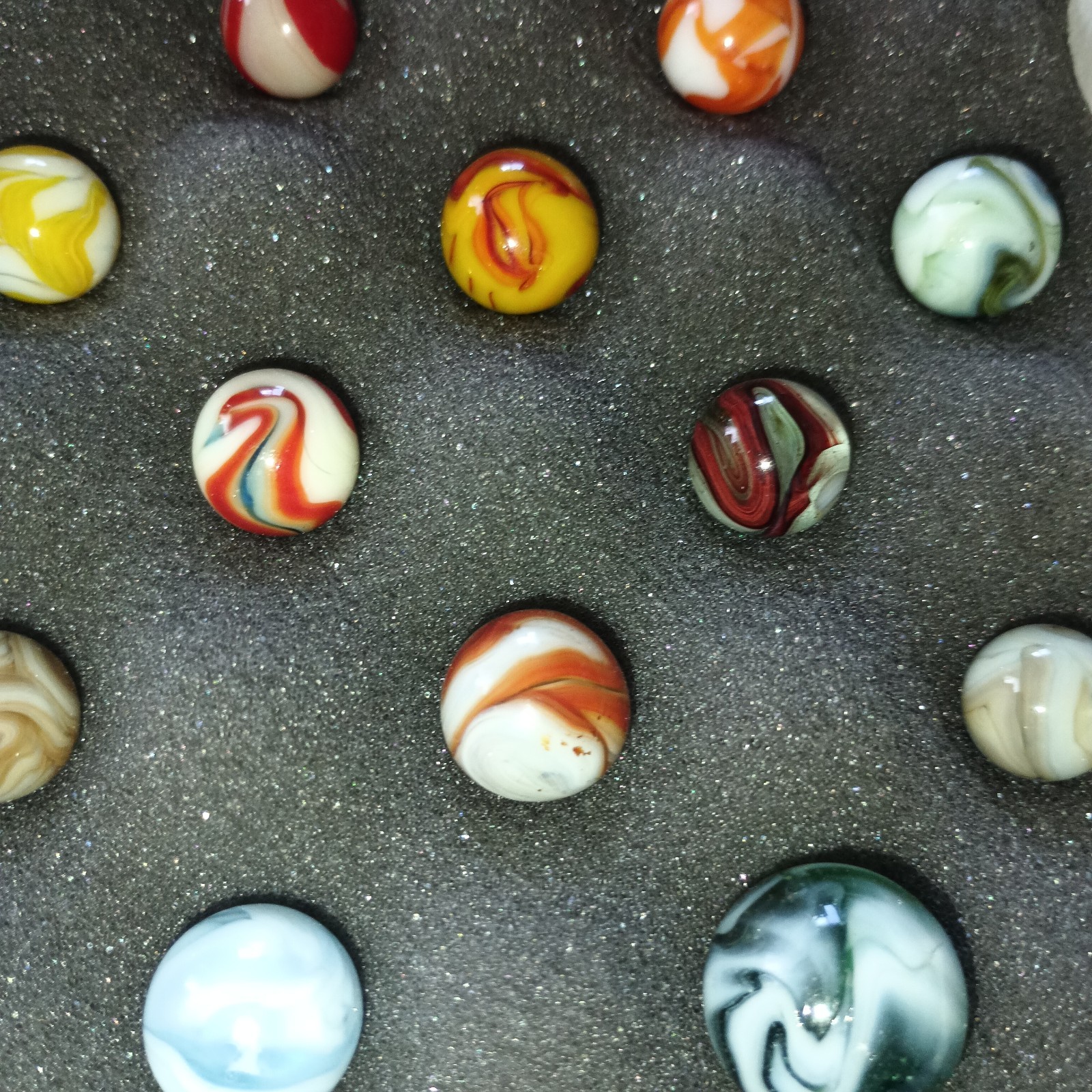 20 Collector Marbles In Display Case