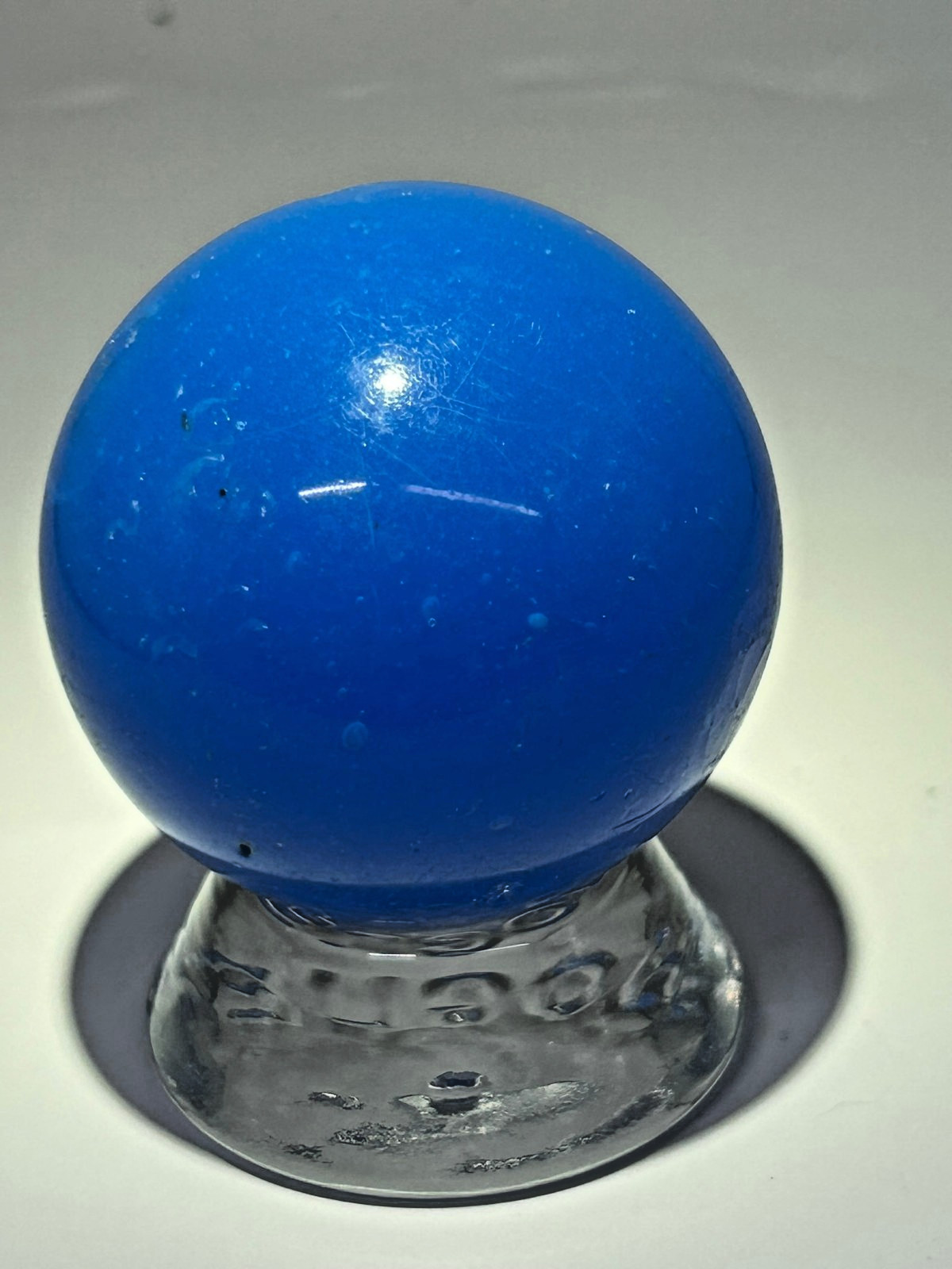Vintage Christensen Agate Blue Opaque Melon Ball Marble 1-51/64″ NM E3.16