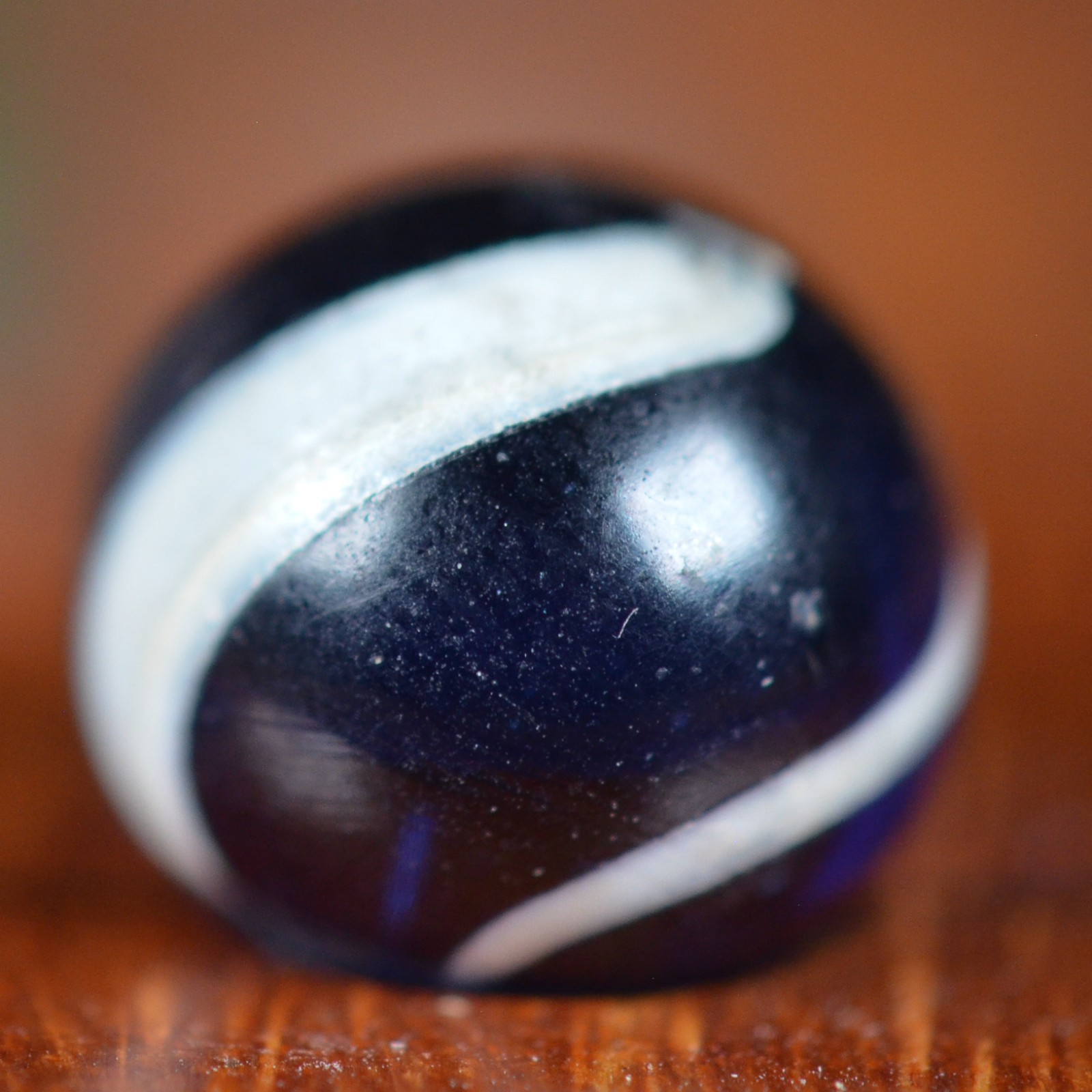 Handmade Banded Swirl, Banded Clearie Marble, 0.5 inch, Peewee, Near Mint+ S1606