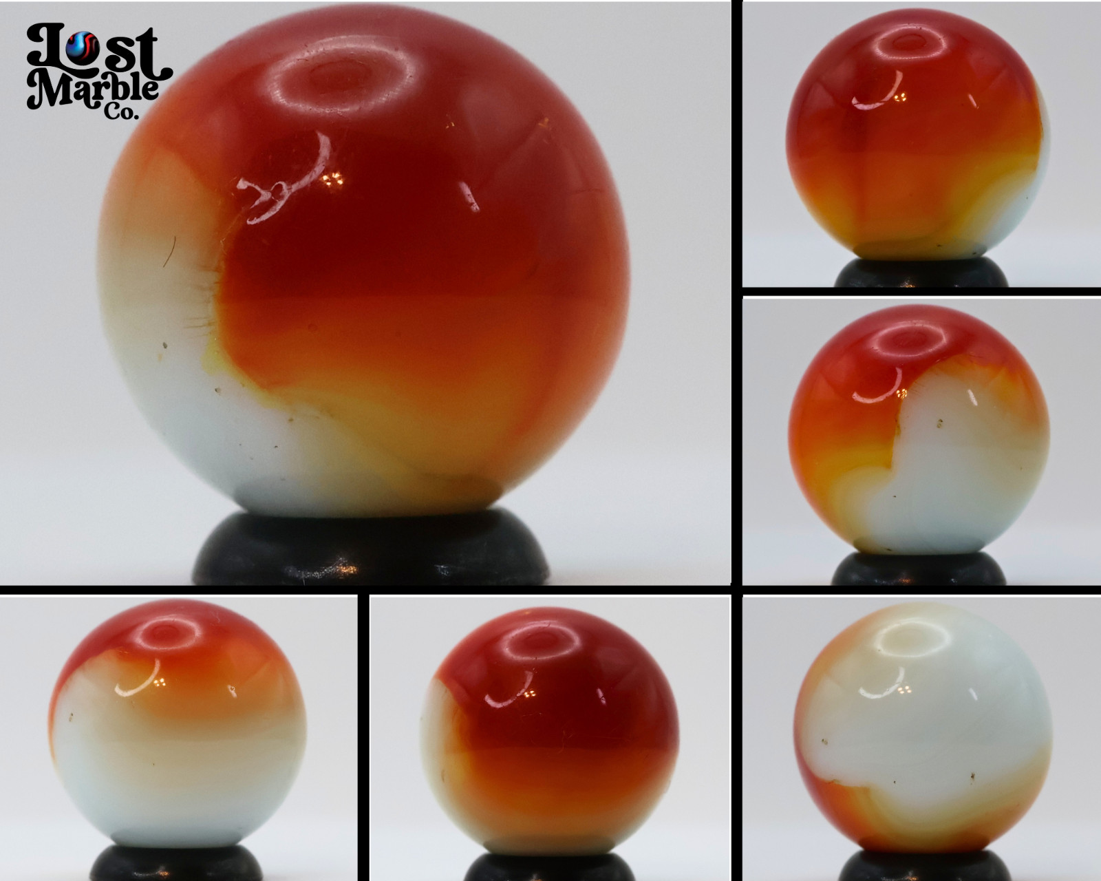 3/4″ Akro Agate Patch Marble, Red & White