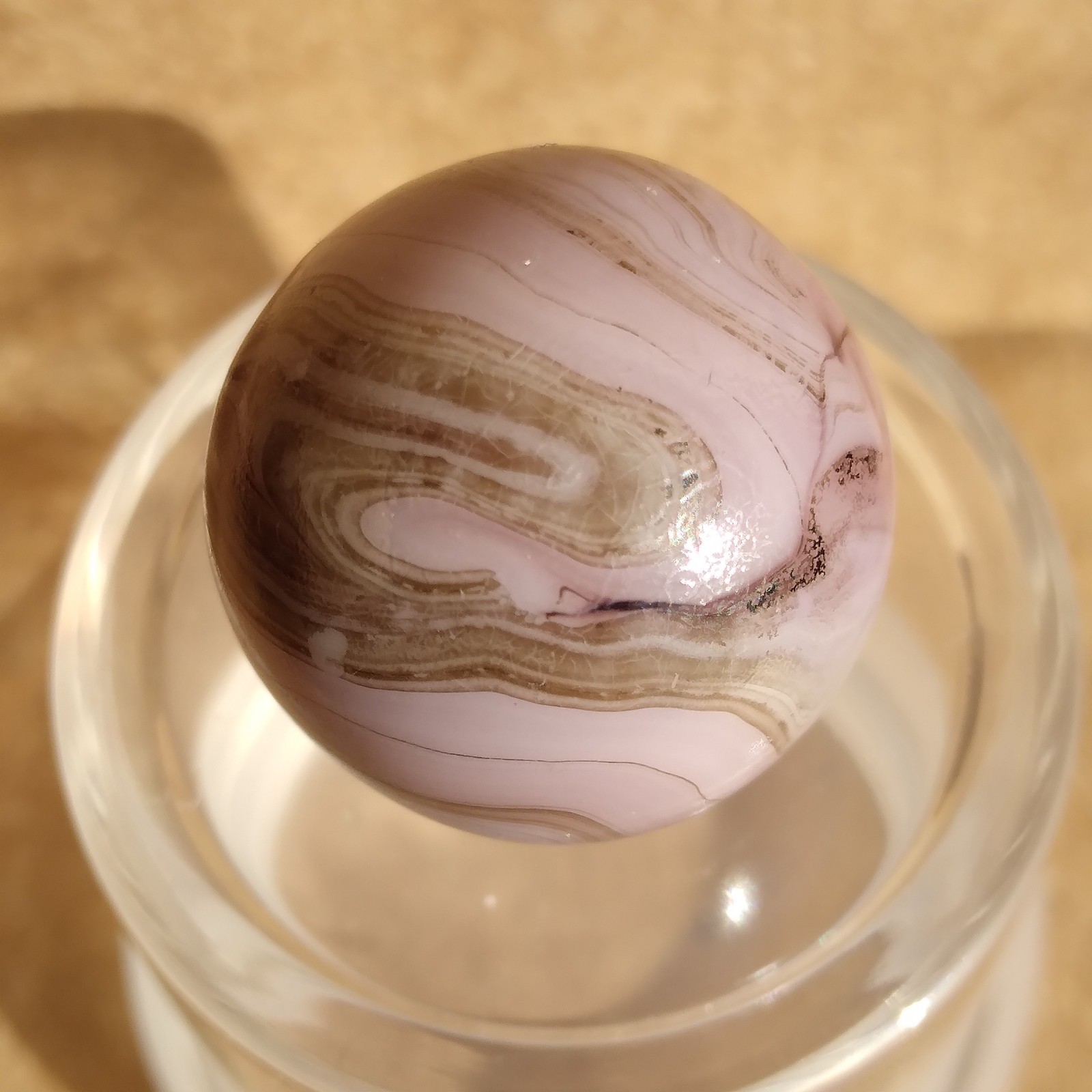 .62″ Vintage M.F. Christensen Agate CAC Lavender Opaque Layered Swirl Marble
