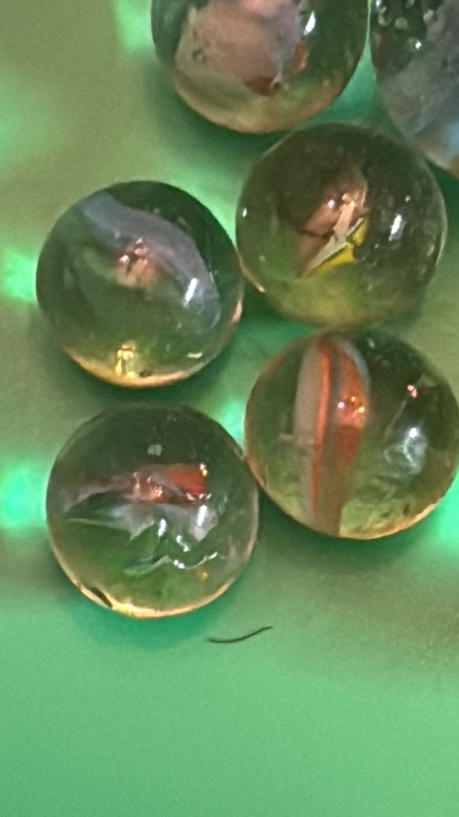 Vintage Glass Marbles Lot Clear Swirl Ribbon Core Mixed Colors Collection