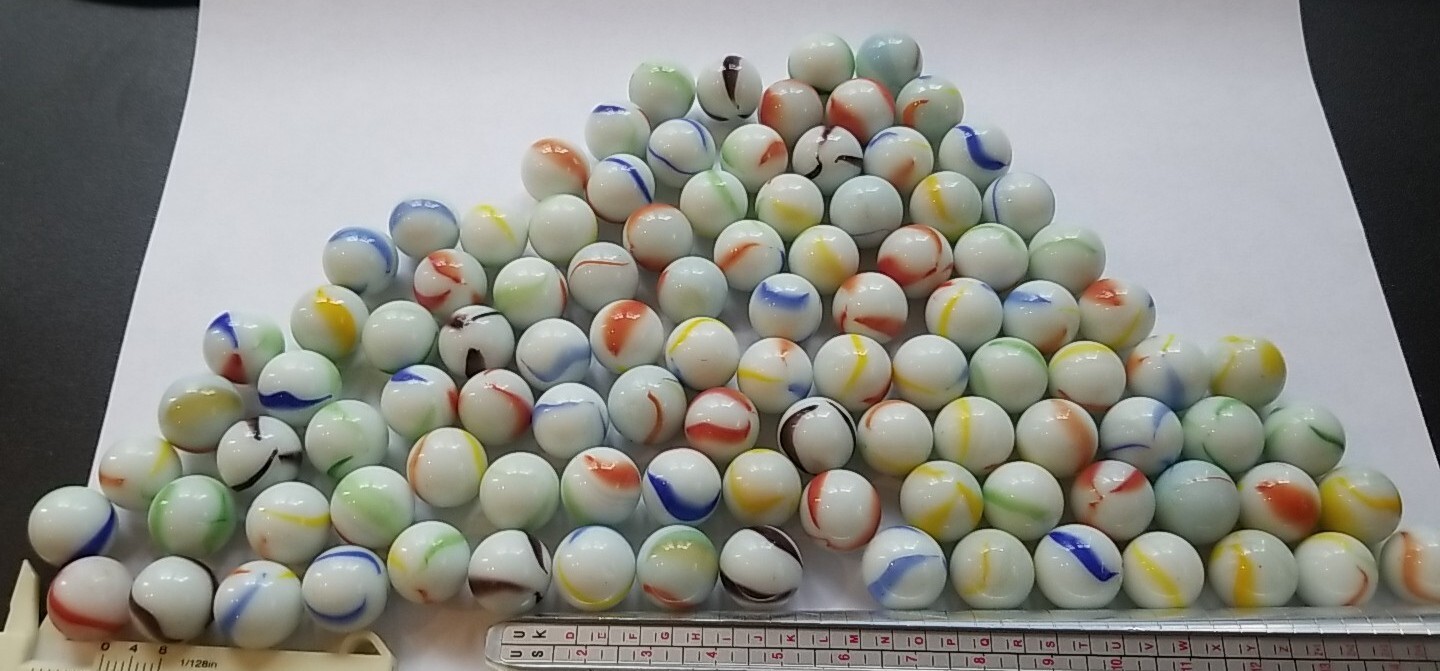 102 Standard Size Marbles Colors On White