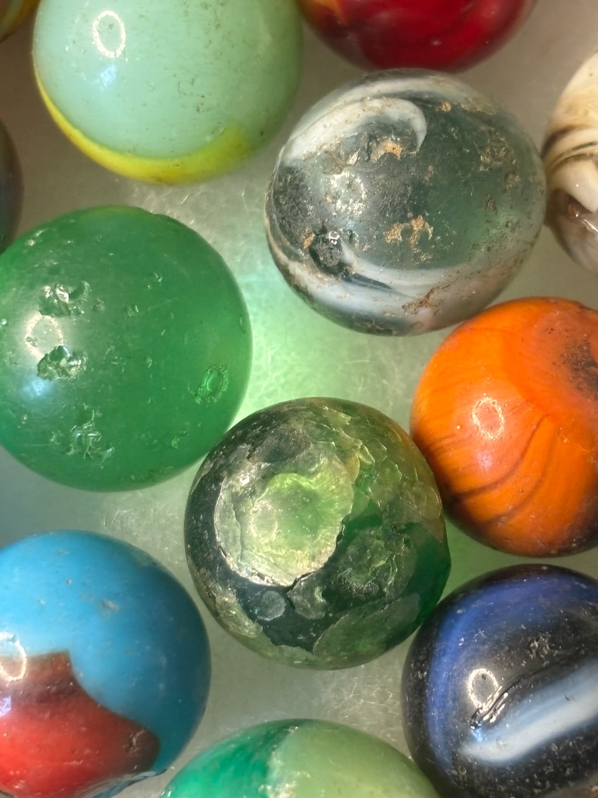 Vintage Marbles Low Grade Lot of 54 Akro Peltier? w/Shooters Some Rare
