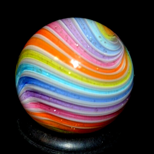 HOT HOUSE GLASS MARBLE/.689″-PASTEL DICHROIC PLAYER # 111-TANGERINE,MAGENTA+