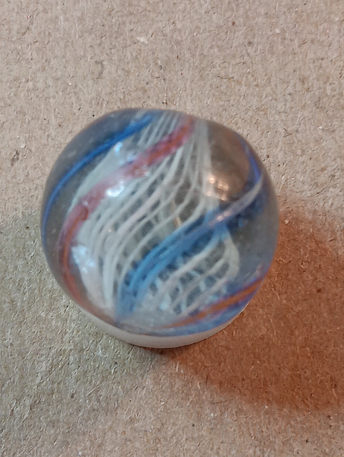 Vintage German Marbles 1 Coreless.62 Inch. 1white Core Latticinio .68 Inch