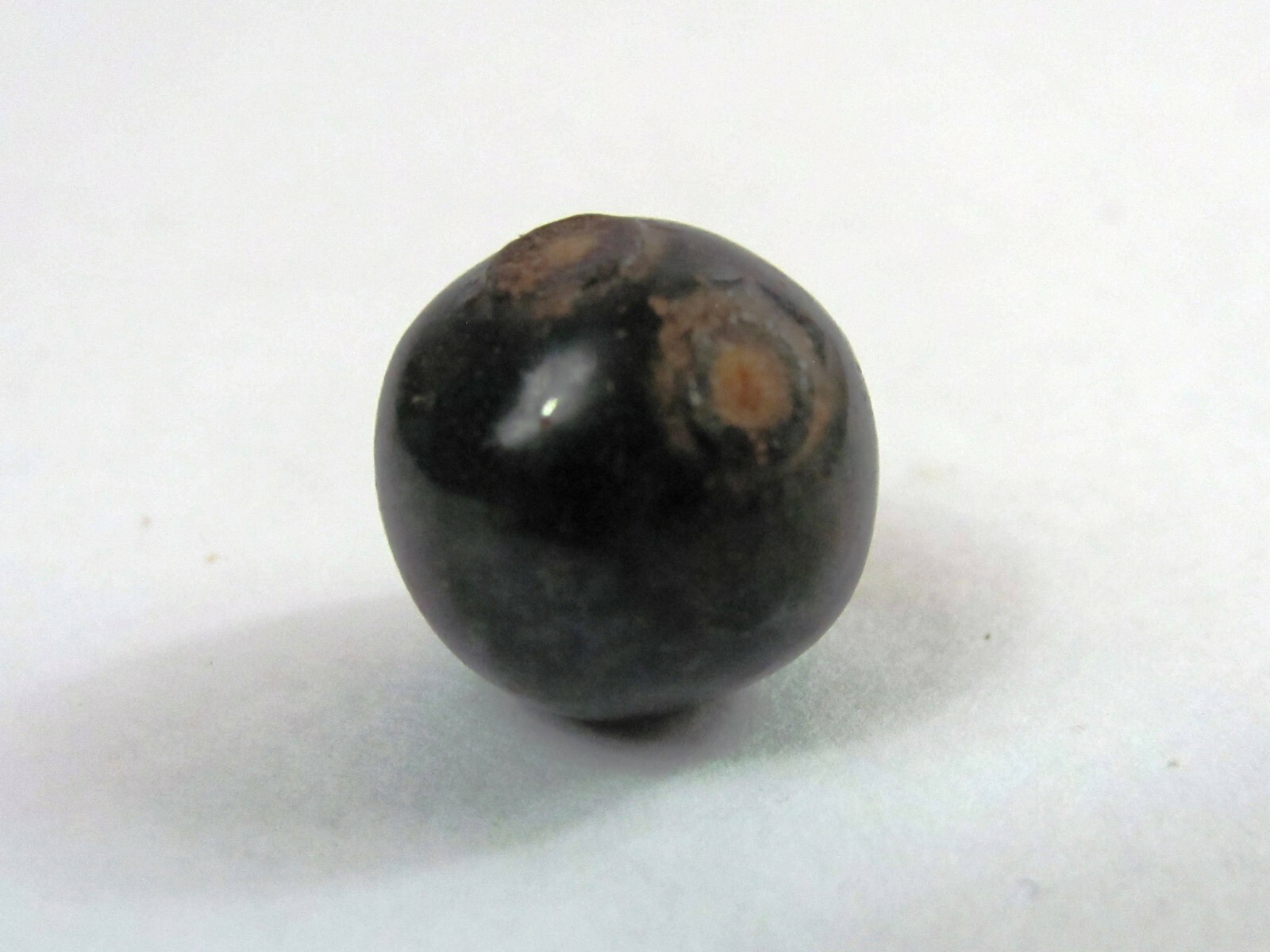 Antique Vintage Marble 5/8″ Black Brown Clay? B131