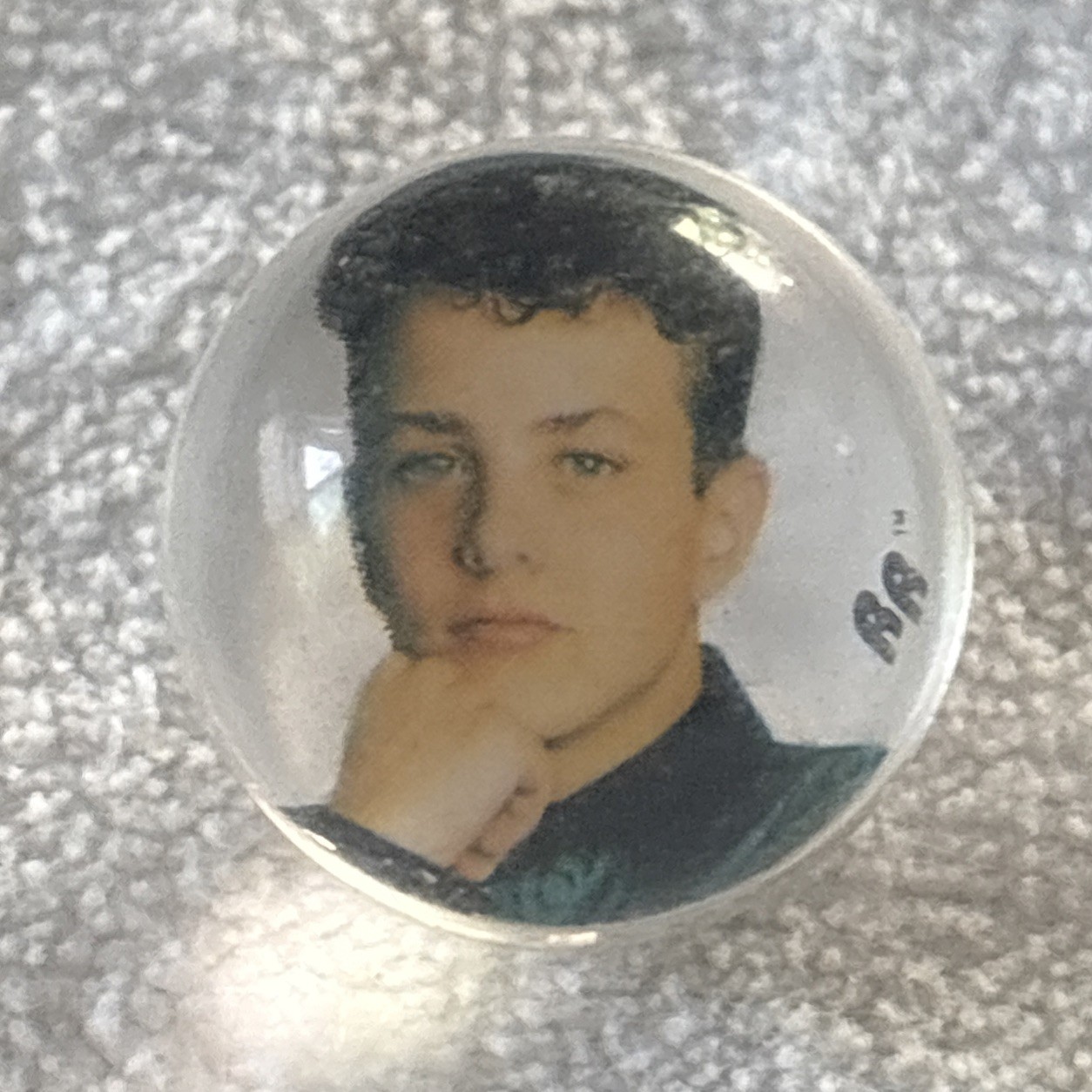 VTG Joey McIntyre NKOTB Clear Acrylic Marble with Embedded Image 1”