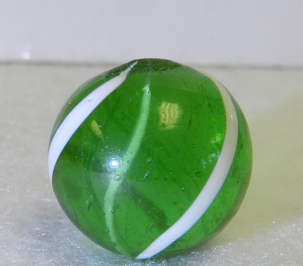 #17137m Nice High Grade Green Glass Vintage German Handmade Marble .70 Inches