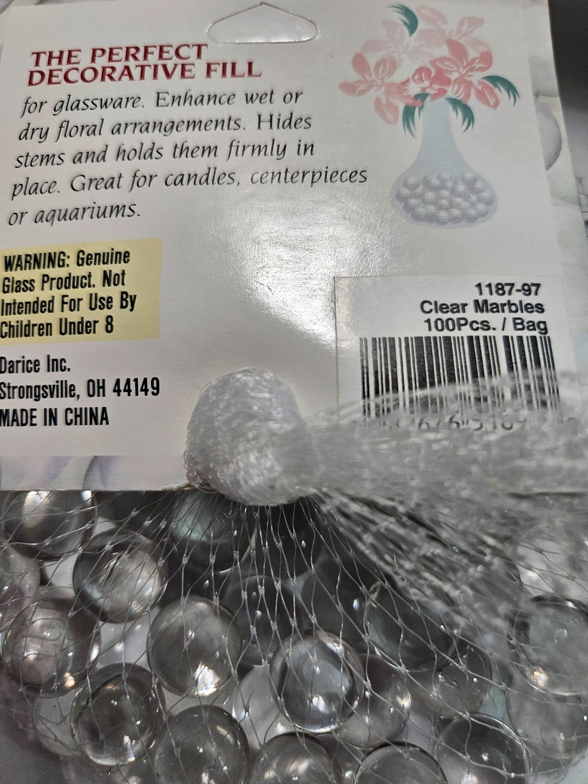 Lot of 3 BAGS that is 300 Clear Marbles s Glass 14mm Bulk 3 bags NOS