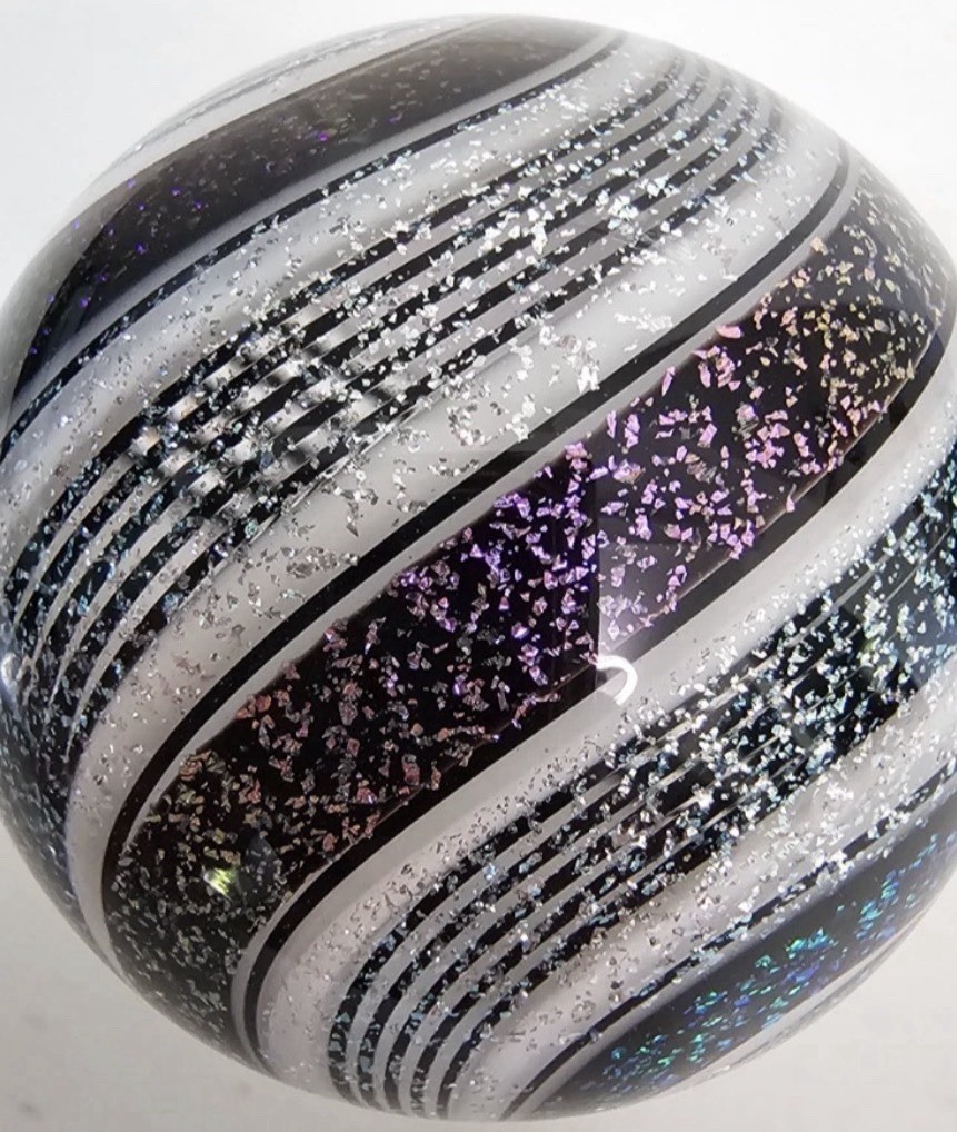 Hot House Glass Dichroic Artist Marble handmade signed 2013 1 7/16″
