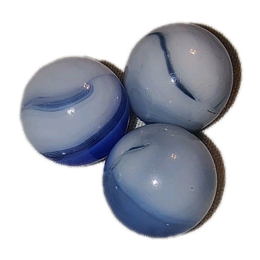 ChristensenAkro Agate Peltier? Swirl Glass Marbles Gray Blues White .62′ Ref #31