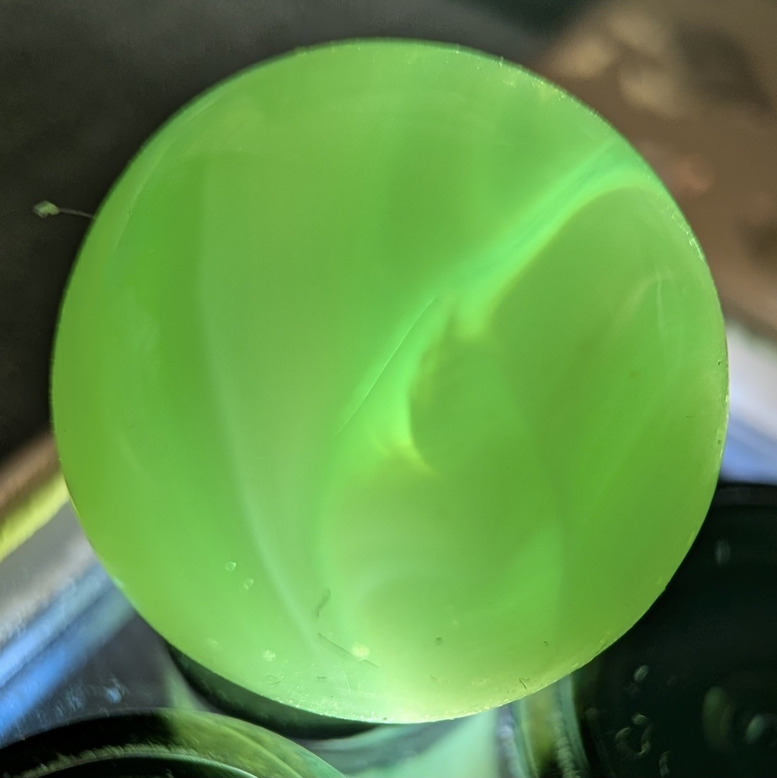 .56″ Vintage Jabo Vitro Agate Marble Jade Green White Swirl Player NM