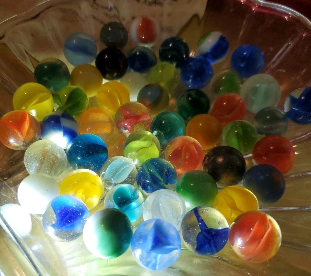 VTG Akro Vitro Style Marble Lot 50pc Catseye Shooter Steelie Mayflower Bag