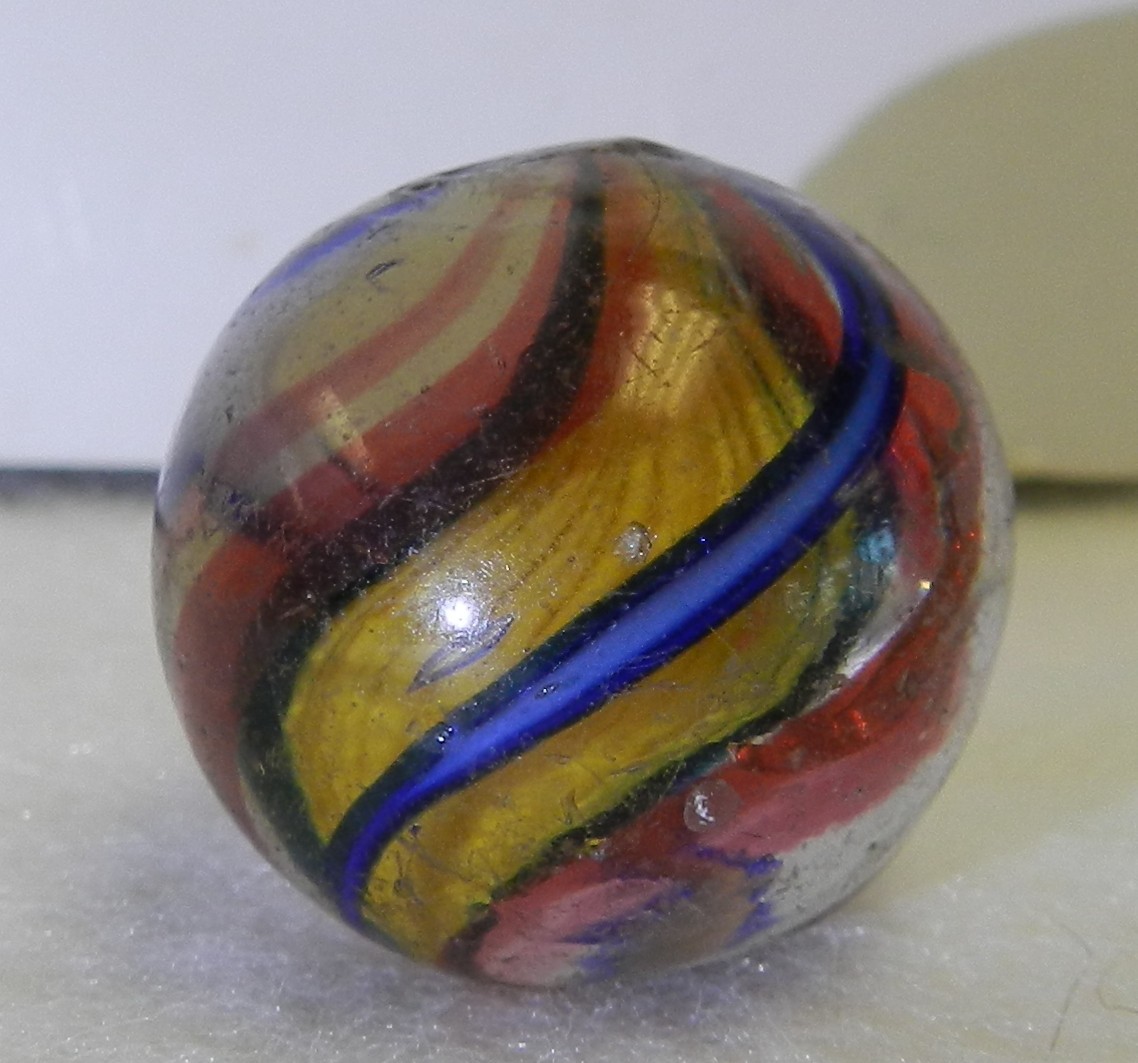#20442m .96 Inches Vintage German Handmade Single Ribbon Swirl Shooter Marble