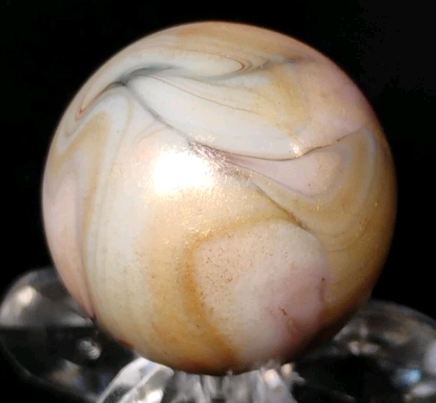 .69″ COVERED IN GOLD LUTZ UNIQUE JABO/D.A.S. MARBLES💥SWIRL TOYS MINT