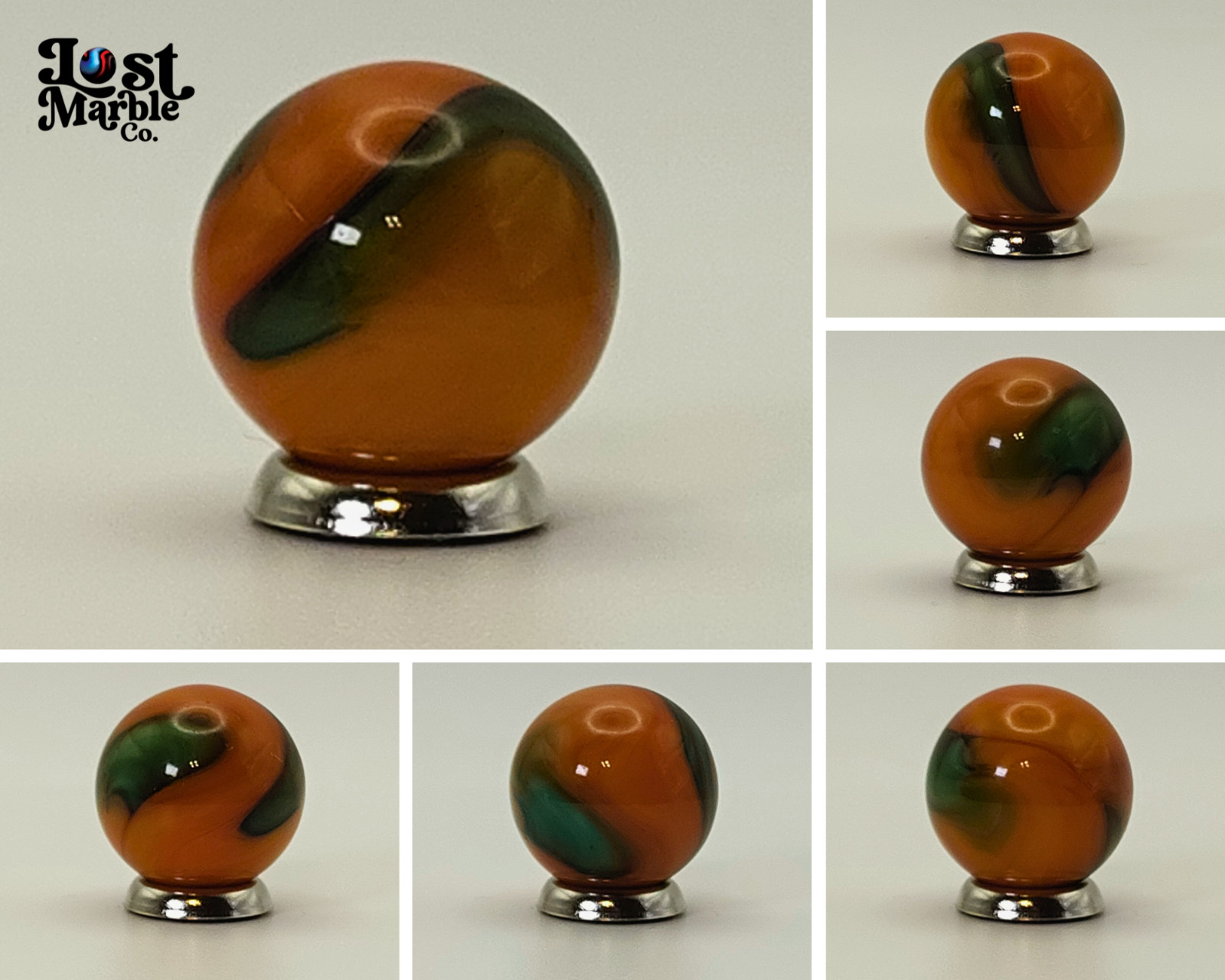 17.5mm Akro Agate Special Corks Marble Double Ingot orange green & black NM++