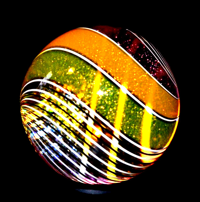 HOT HOUSE GLASS MARBLE/1.722″-STAINED GLASS WINDOW-ORANGE,RED,BLACK,WHITE/FAST