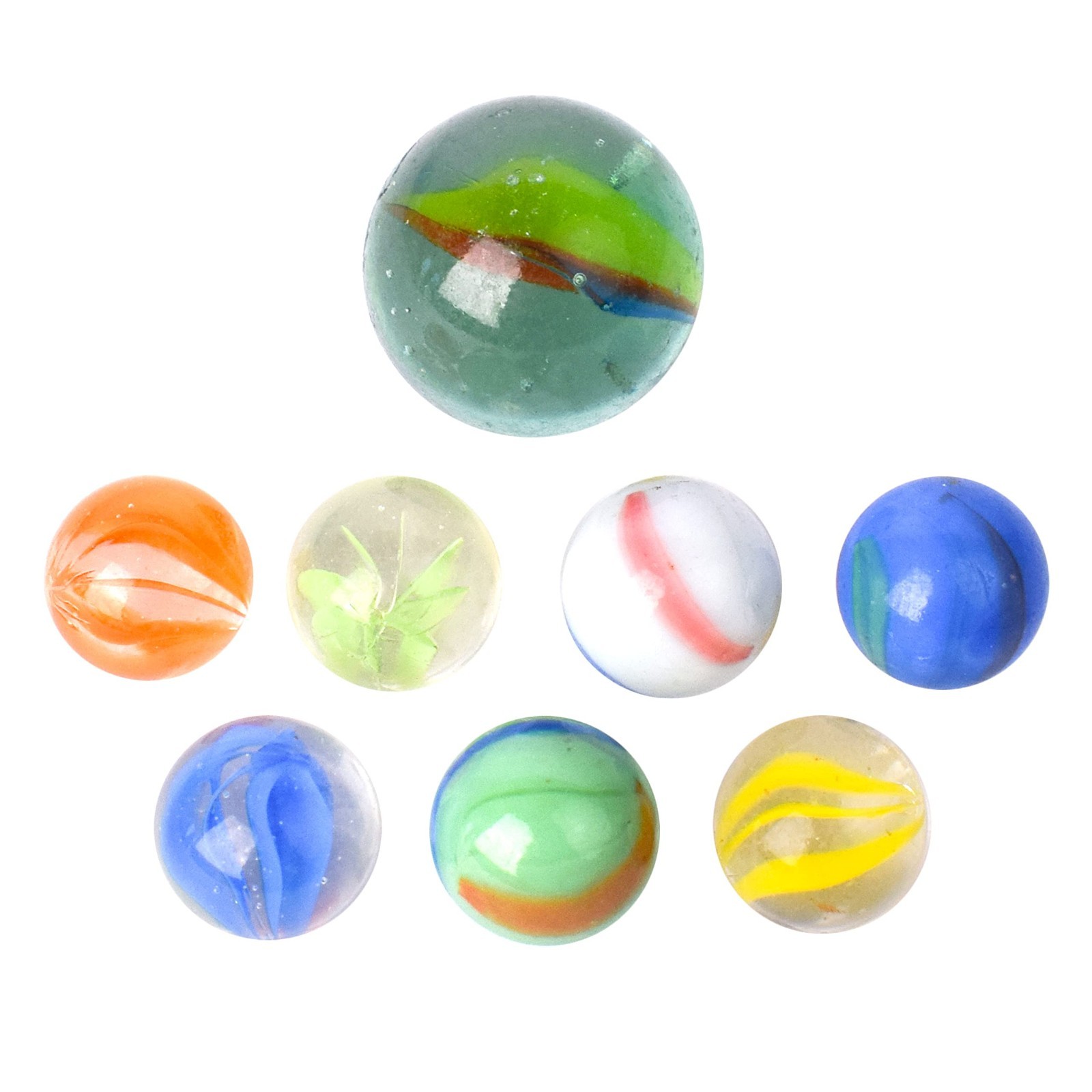 50 Piece Glass Marbles Set Colorful Kids Game Toy with Shooter Marble Pack