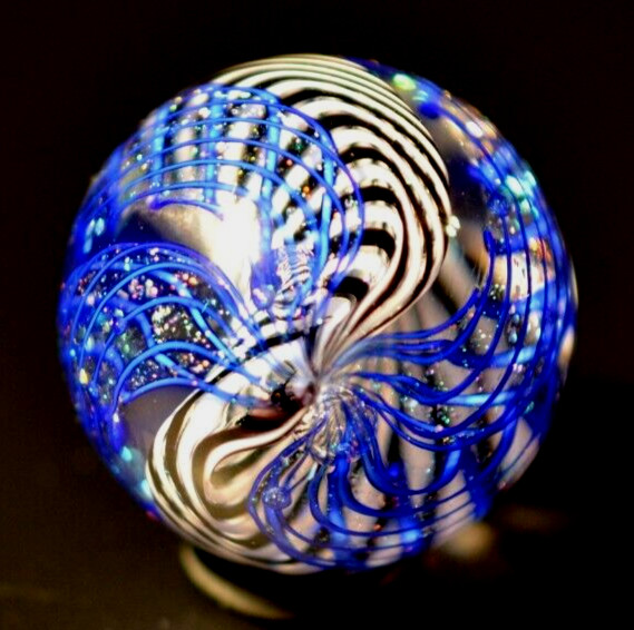 JAMES ALLOWAY GLASS MARBLE/1.327″-DICHROIC CANE SUPERNOVA #208-4 CANES FILIGRANA