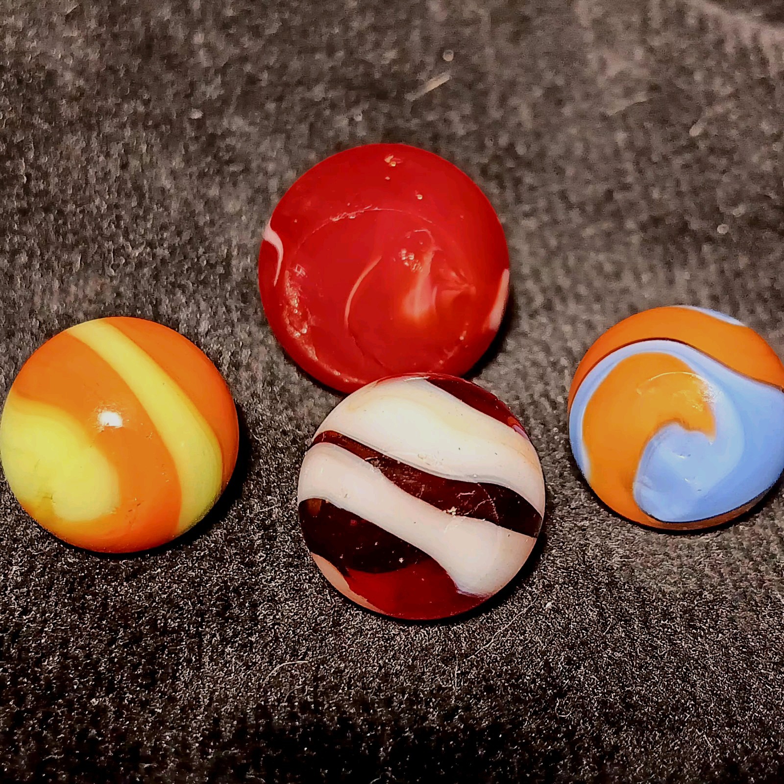 Akro Agate Marbles. Brick, 2-Color Prize Name, Onyx Corkscrew. Collectible Lot