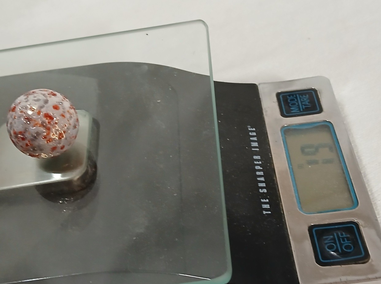 Vacor Princess Marble Shooter One (1) Inch White Red Silver Speckled Frit Round