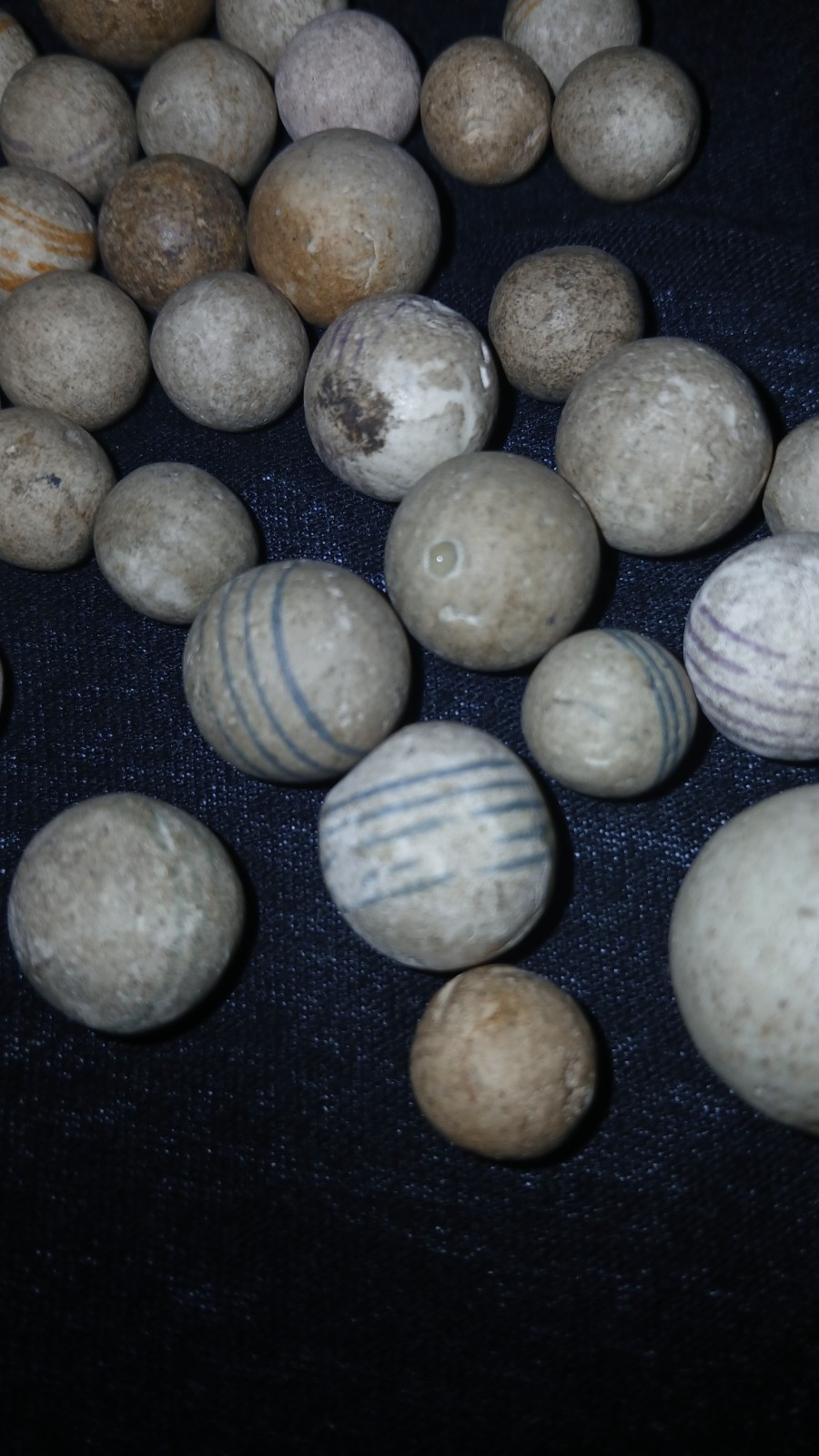 Lot of 38 Handmade Clay Marbles Hand Painted