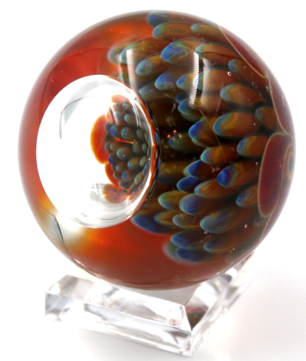 AWESOME Air Trap RAJ KOMMENINI Colorful ANEMONE Art Glass MARBLE 2007