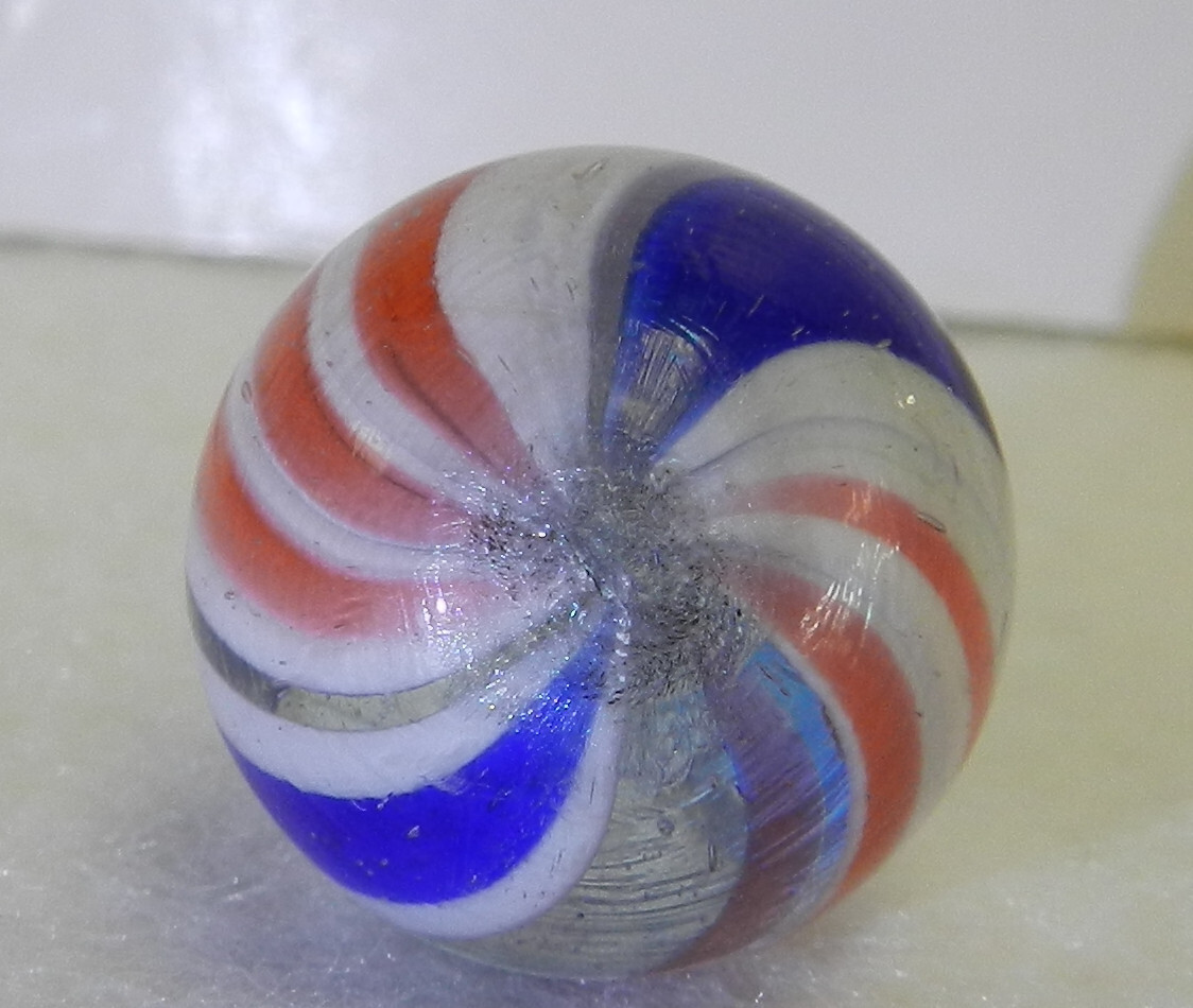 #17207m .75 Inches Vintage German Handmade Peppermint Swirl Marble