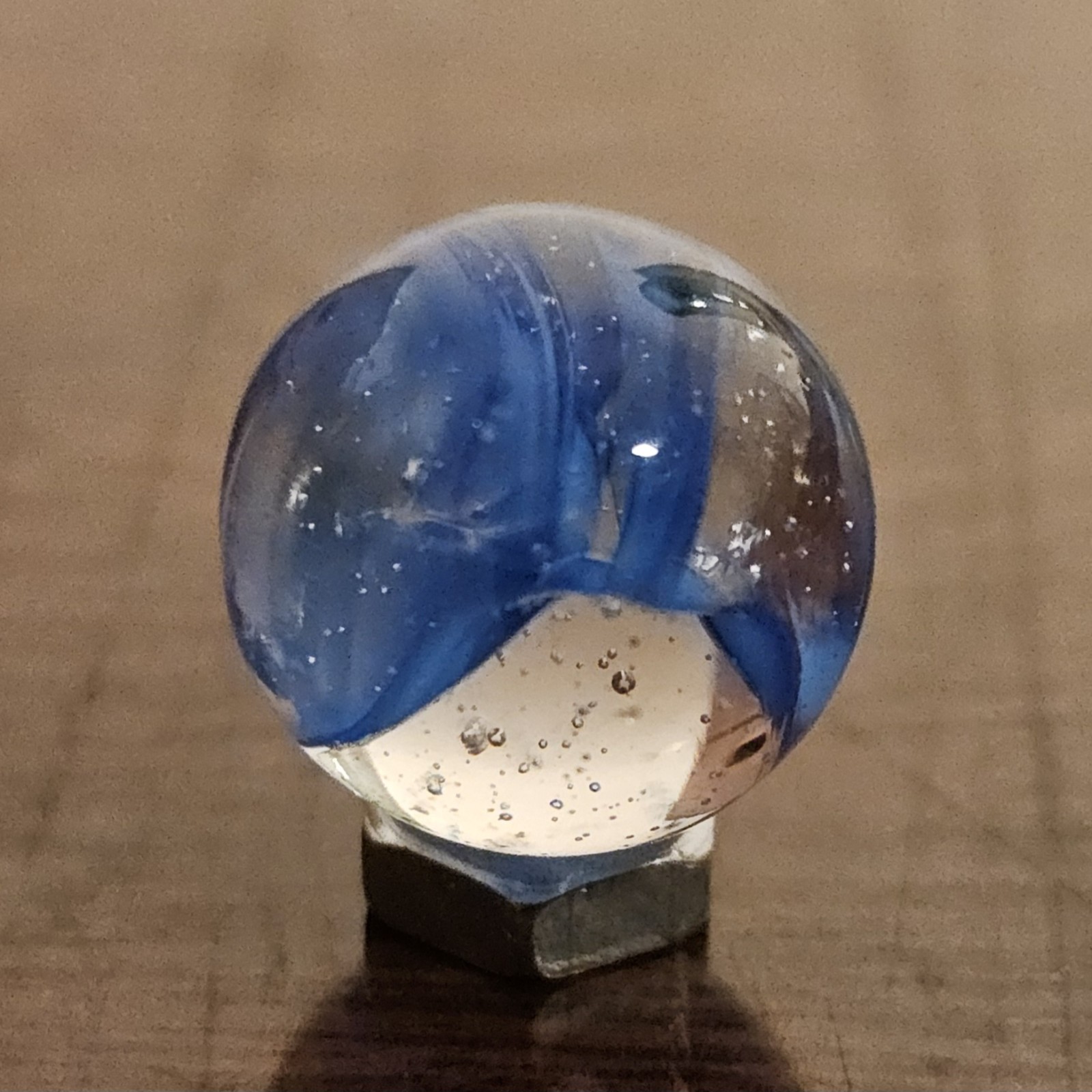 Vintage CE Bogard Blue Floppy 4-Lobe Cats Eye .593″ Glass Marble