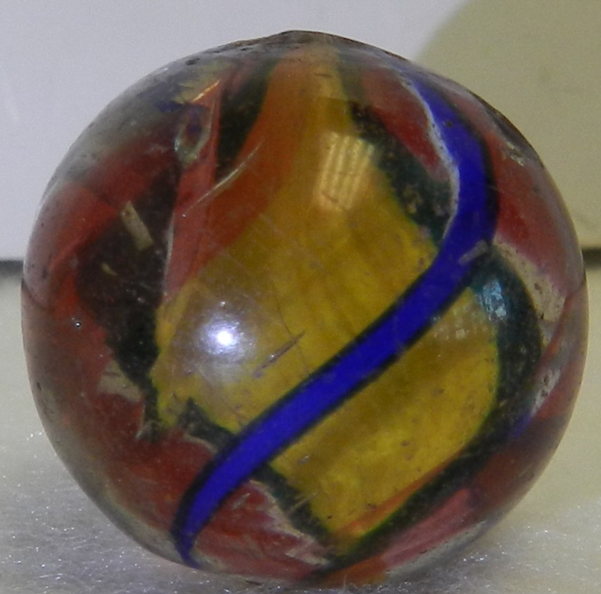 #20442m .96 Inches Vintage German Handmade Single Ribbon Swirl Shooter Marble