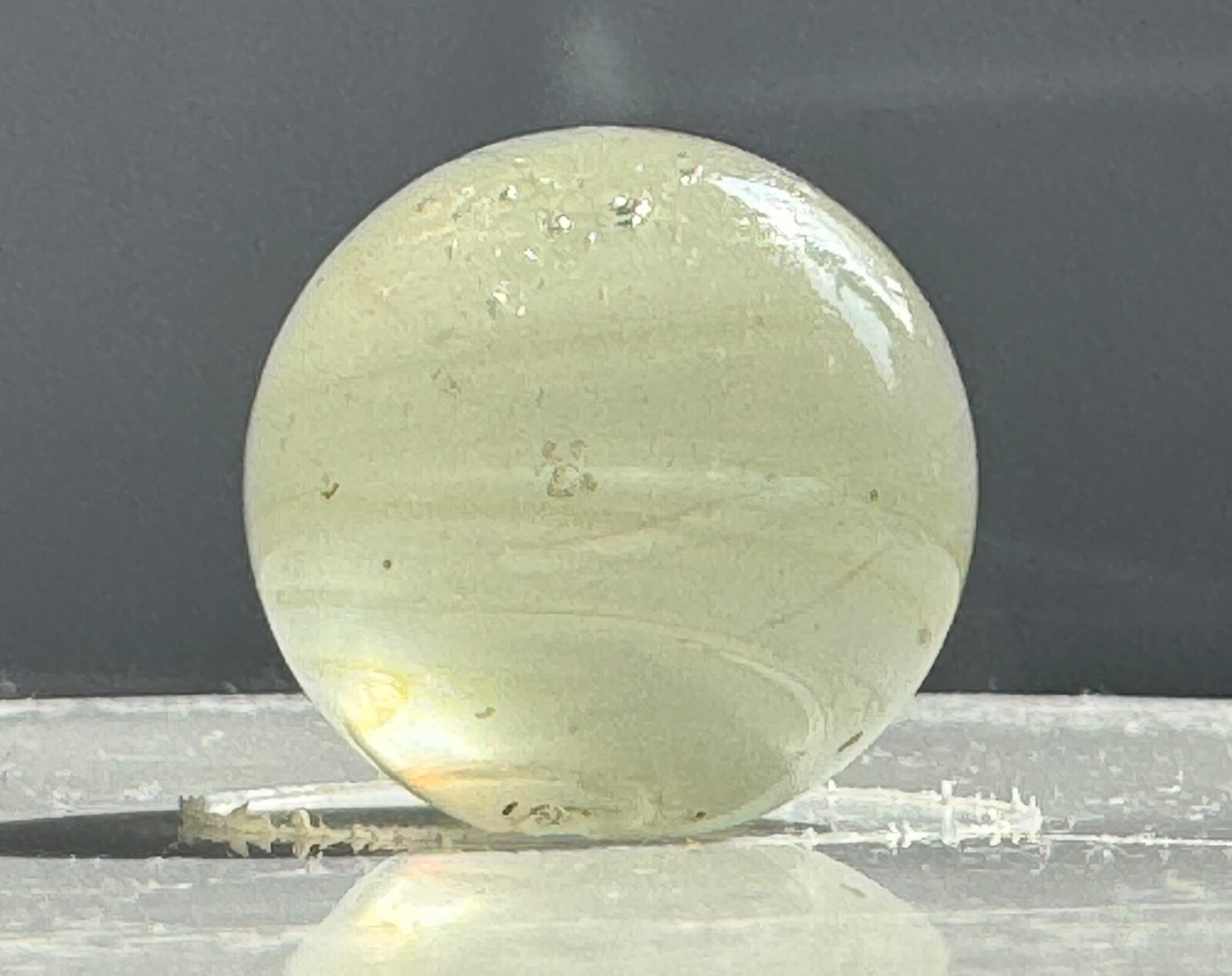 Egg Yolk & White Single Faceted Pontil Transitional Marble 21.5mm (27/32”)
