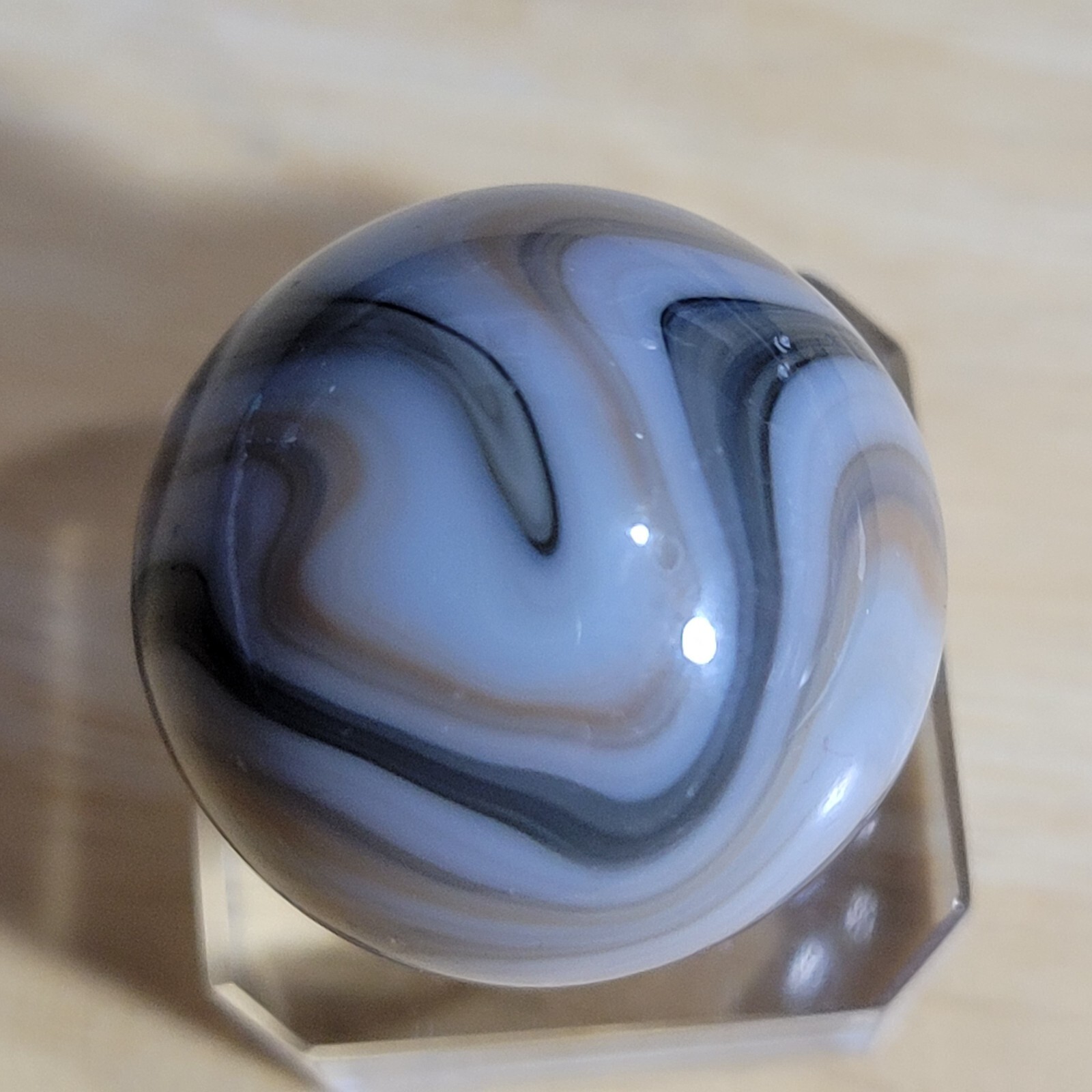 POLISHED MINT ! VHTF VINTAGE ALLEY AGATE / WV SWIRL BOULDER SIZED .917″ 2B/09