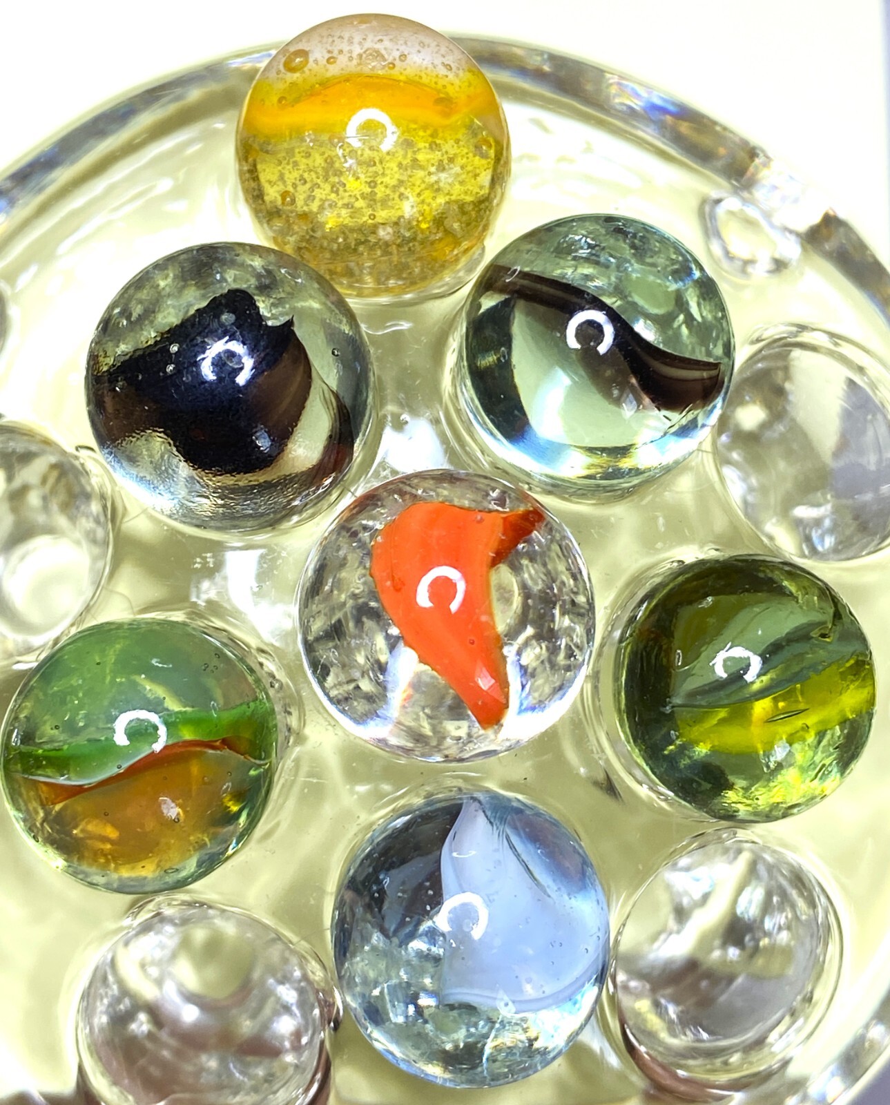 HTF LOT 7 VINTAGE RARE CAT-EYES PELTIER/MASTER SEAMED BUBBLES NM+/- ~VARI” 4B/14