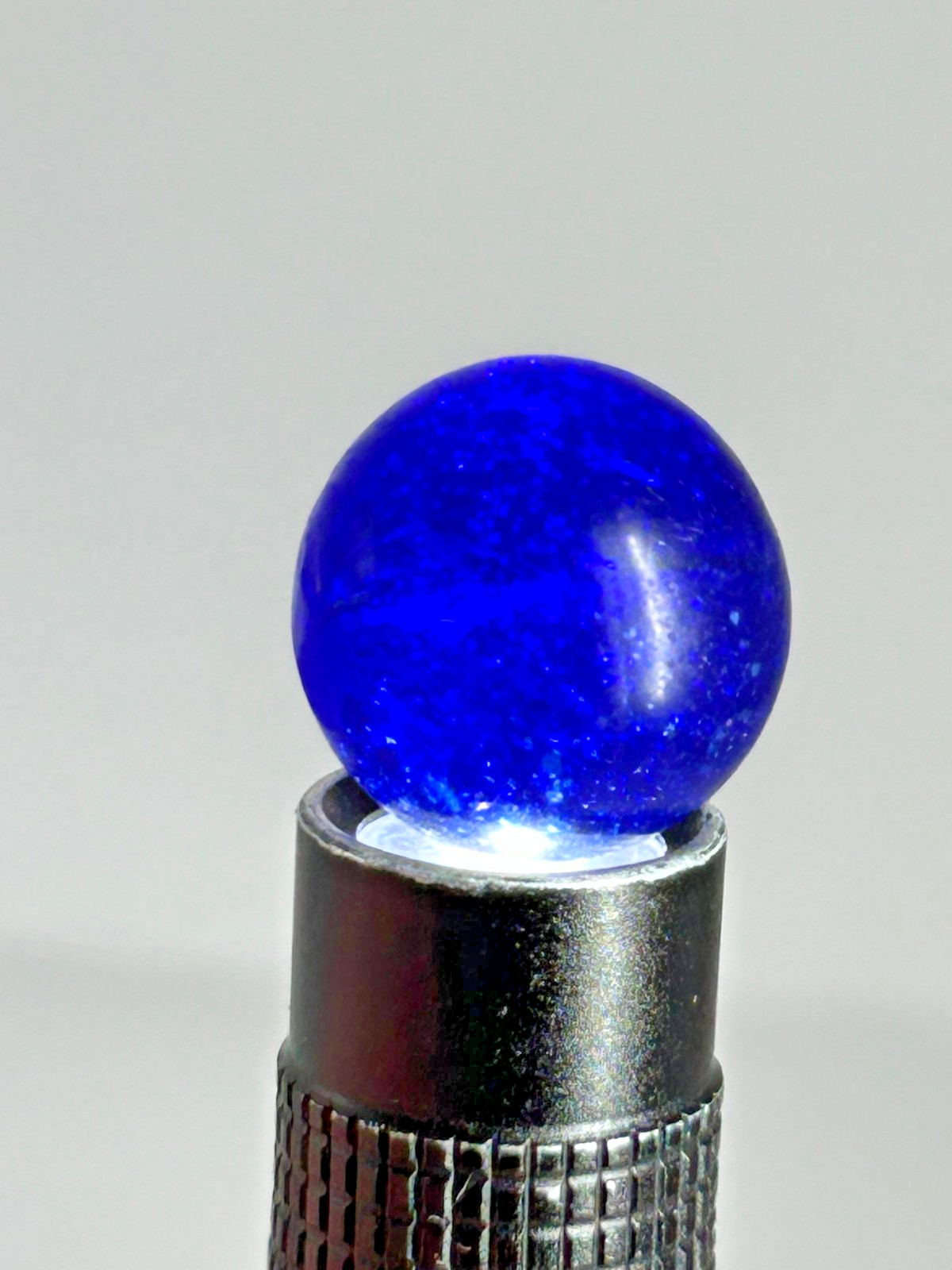 Antique German Handmade Blue Mica w/Filament Marble 83/128″ Mint m38