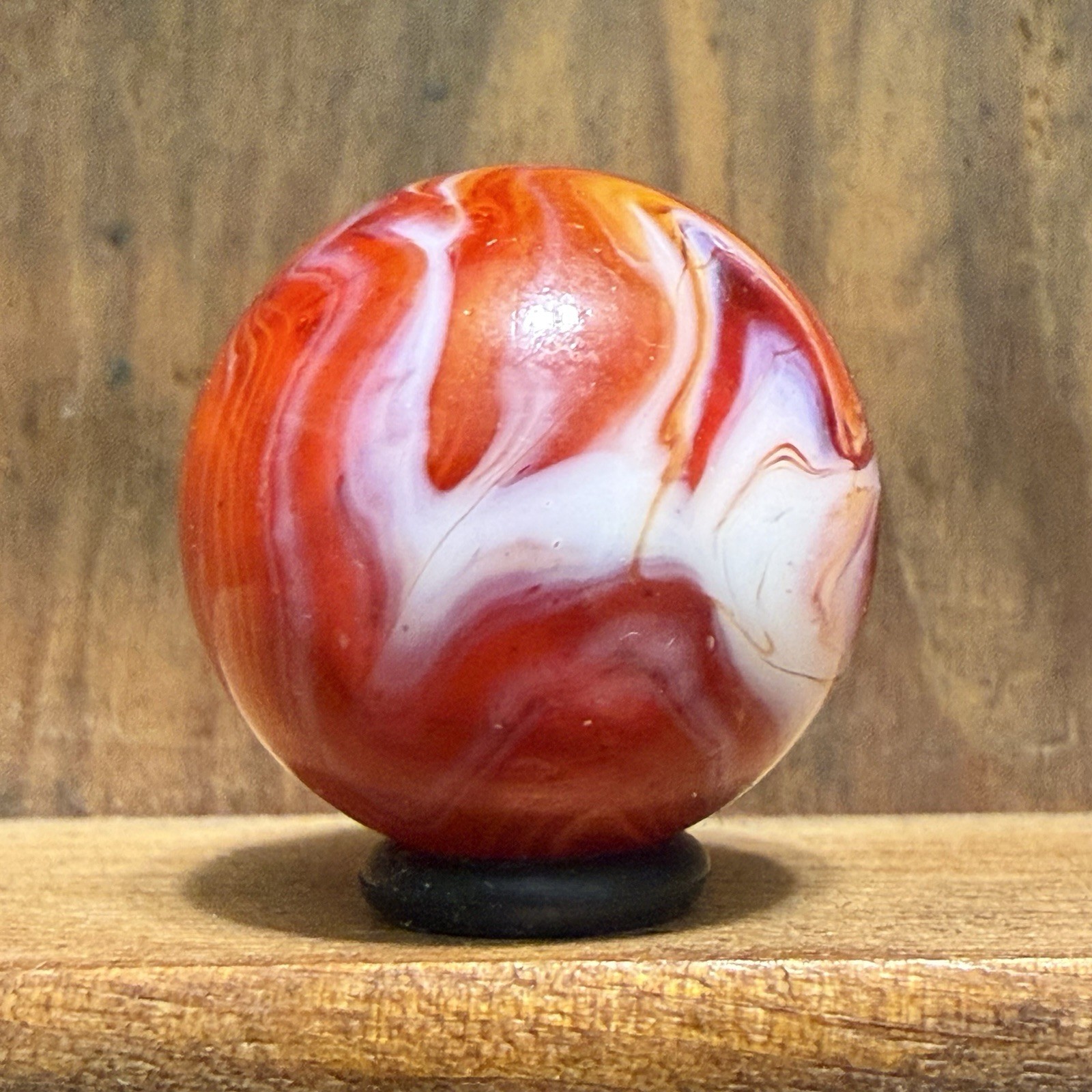 Vintage Akro Red Slag Shooter Marble 25/32” Mint(-) | 82