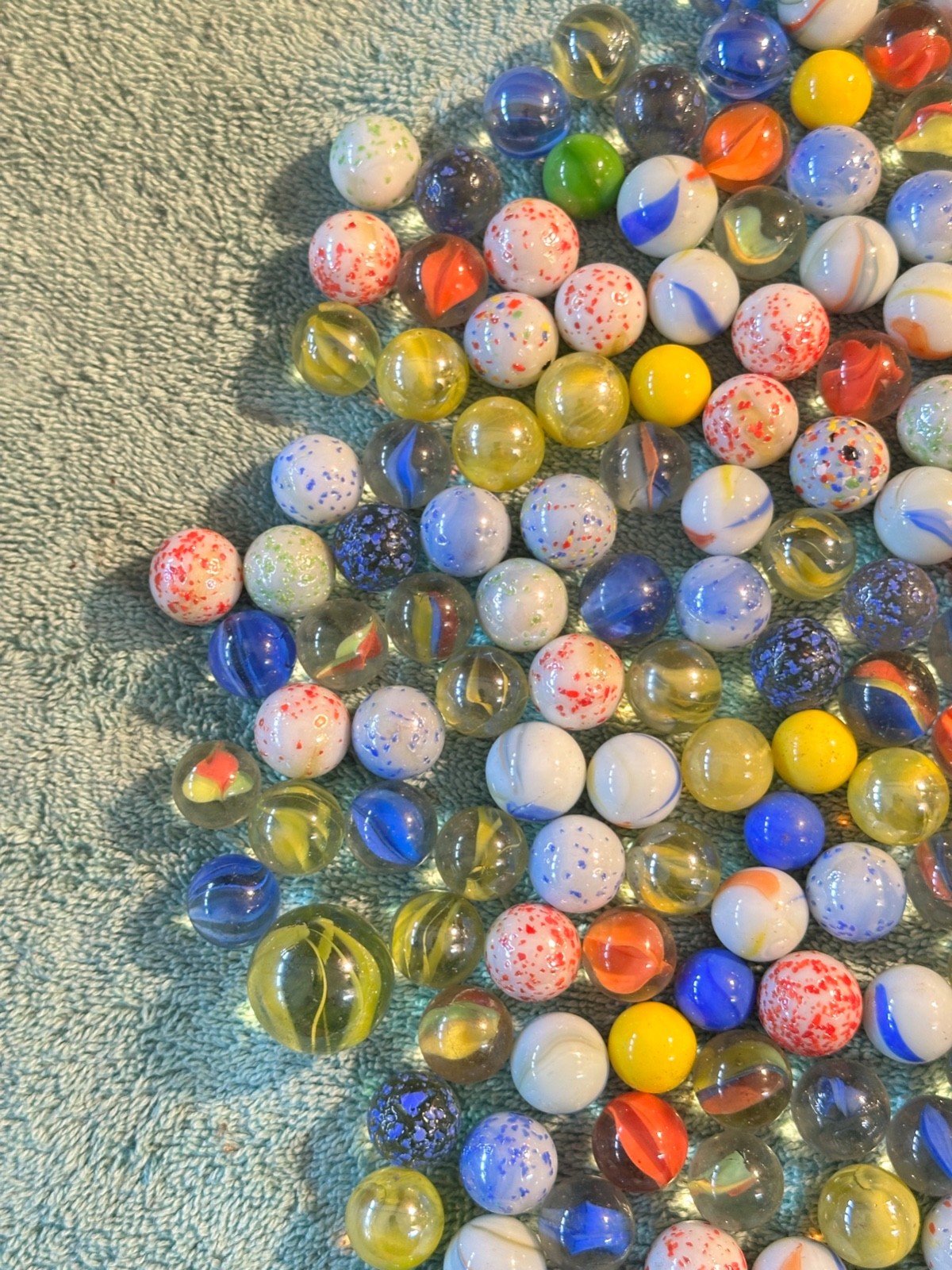 Vintage Lot of Glass Marbles 3.4 Pounds Shooters Speckles Multi Colored