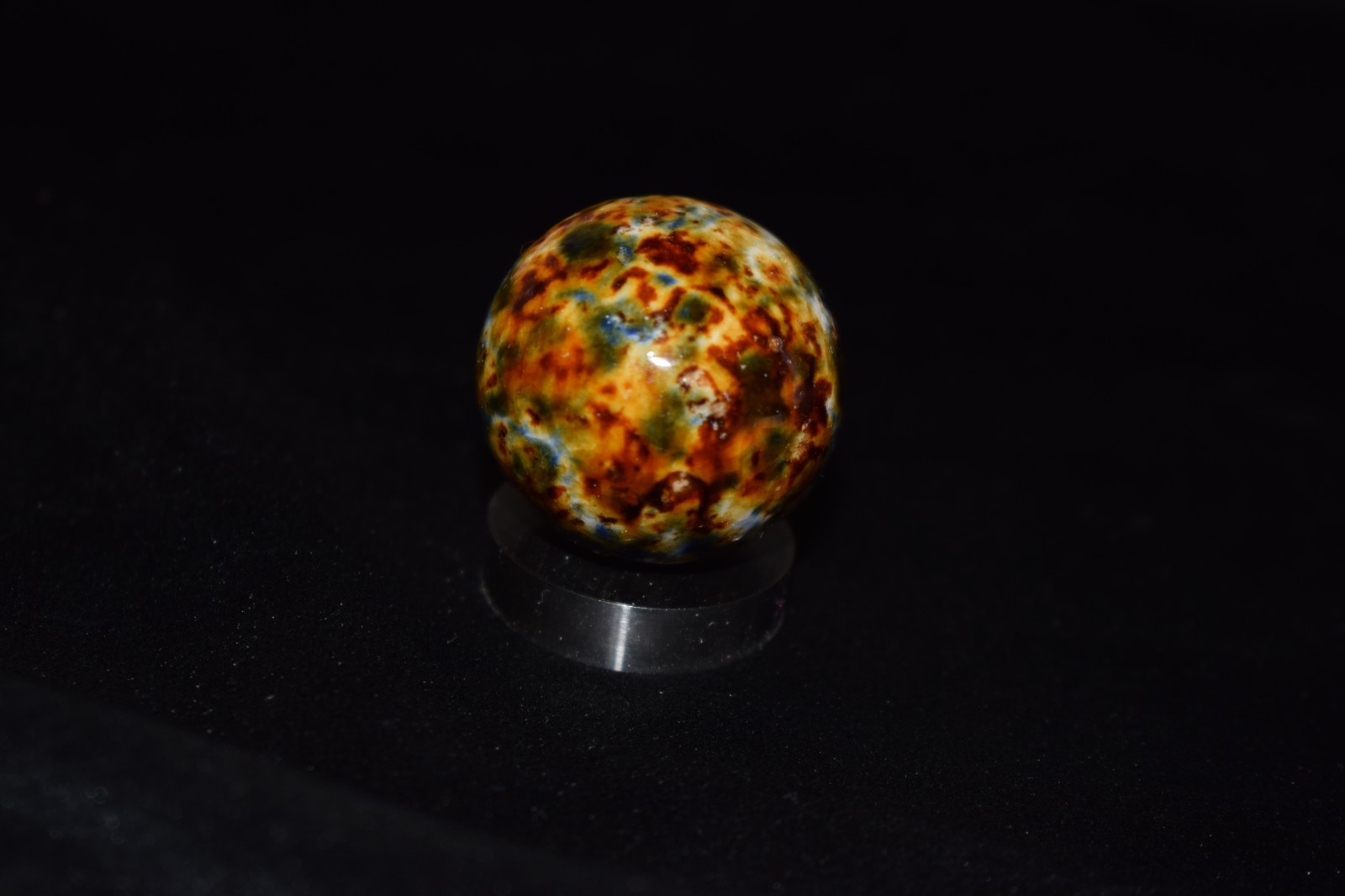 🧐👉Beautiful Antique Fancy German⬛🟥🟨 Bennington crockery marble LARGE 1.220
