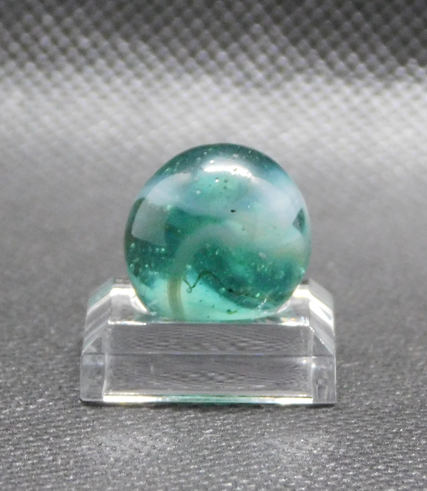 Vintage Marble Transparent Aqua Blue Grey White Slag Ground Pontil 0.62″ #0-75