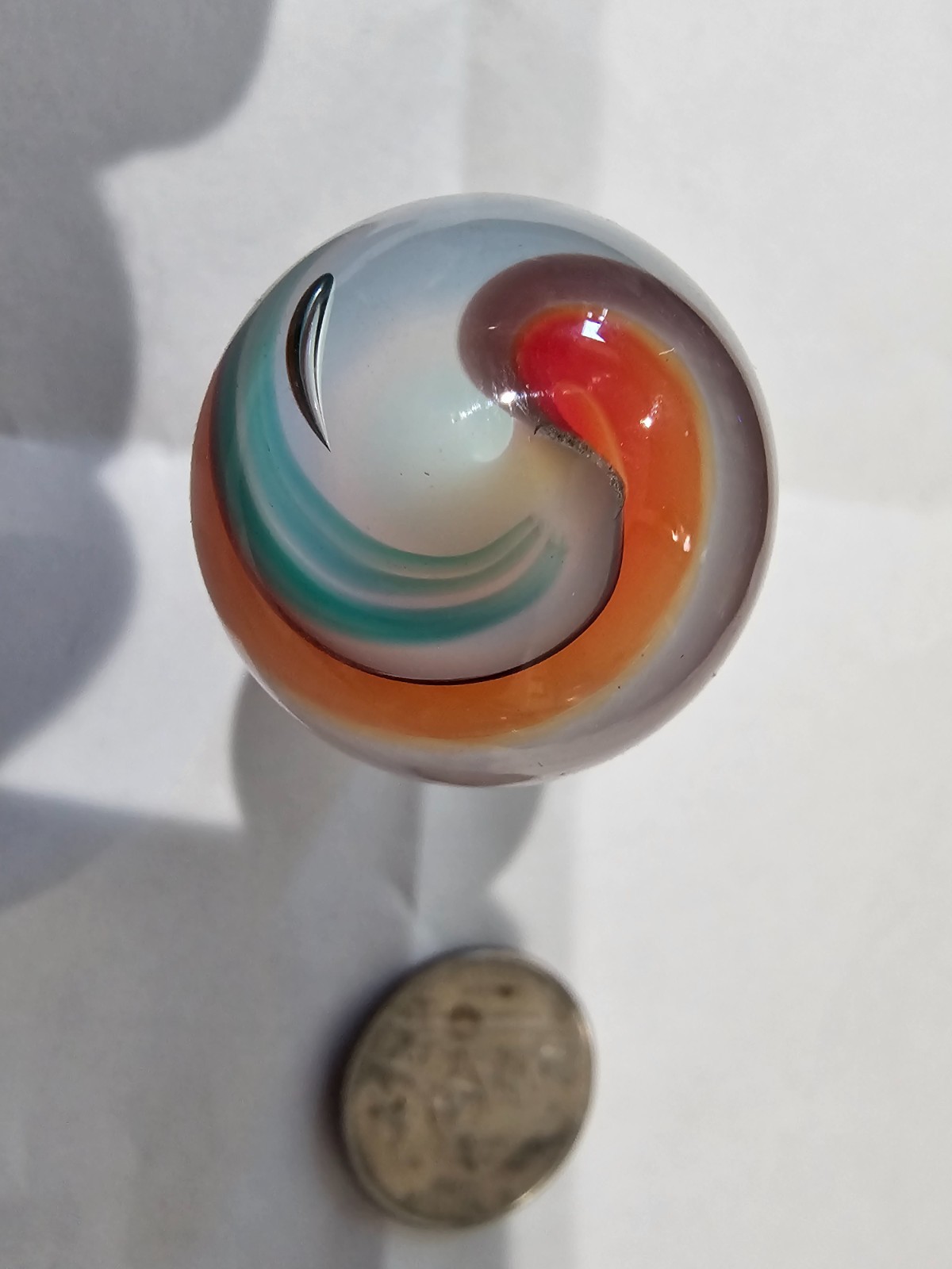 Handmade Art Glass Marble – Vibrant Multicolor Spiral Vortex Swirl – Jody Fine