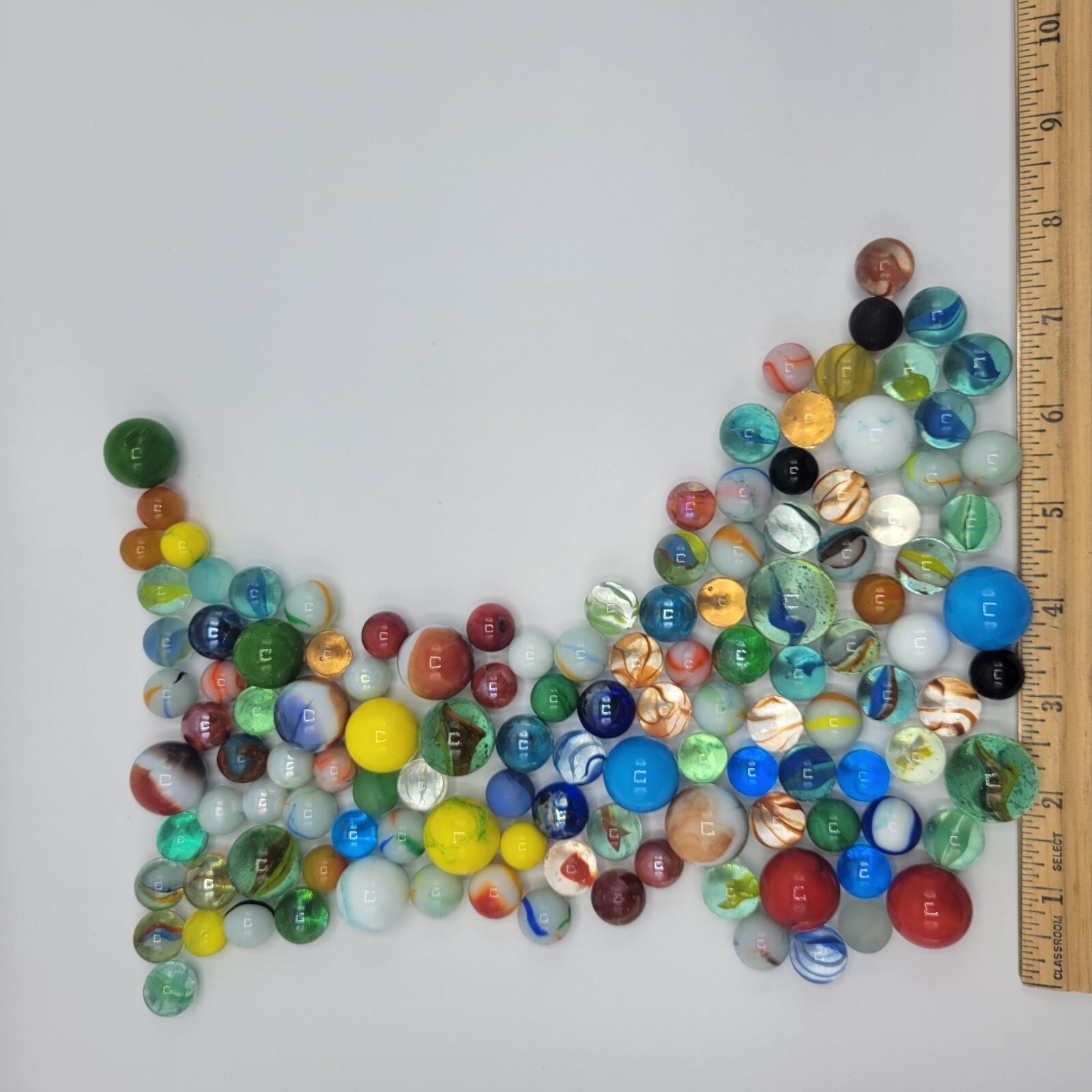 Vintage Marbles Lot of 125 Swirls Solids Speckled Asst Colors Sizes Collectors