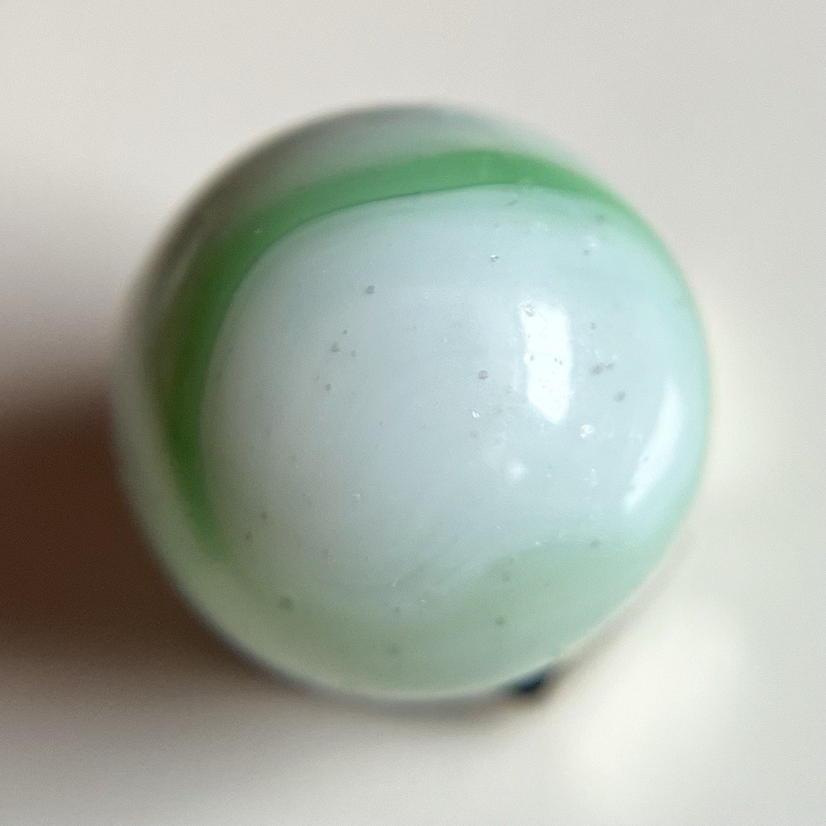 💚Peltier Rainbo Green Baseball Bubbly Ribbon Marble .58”