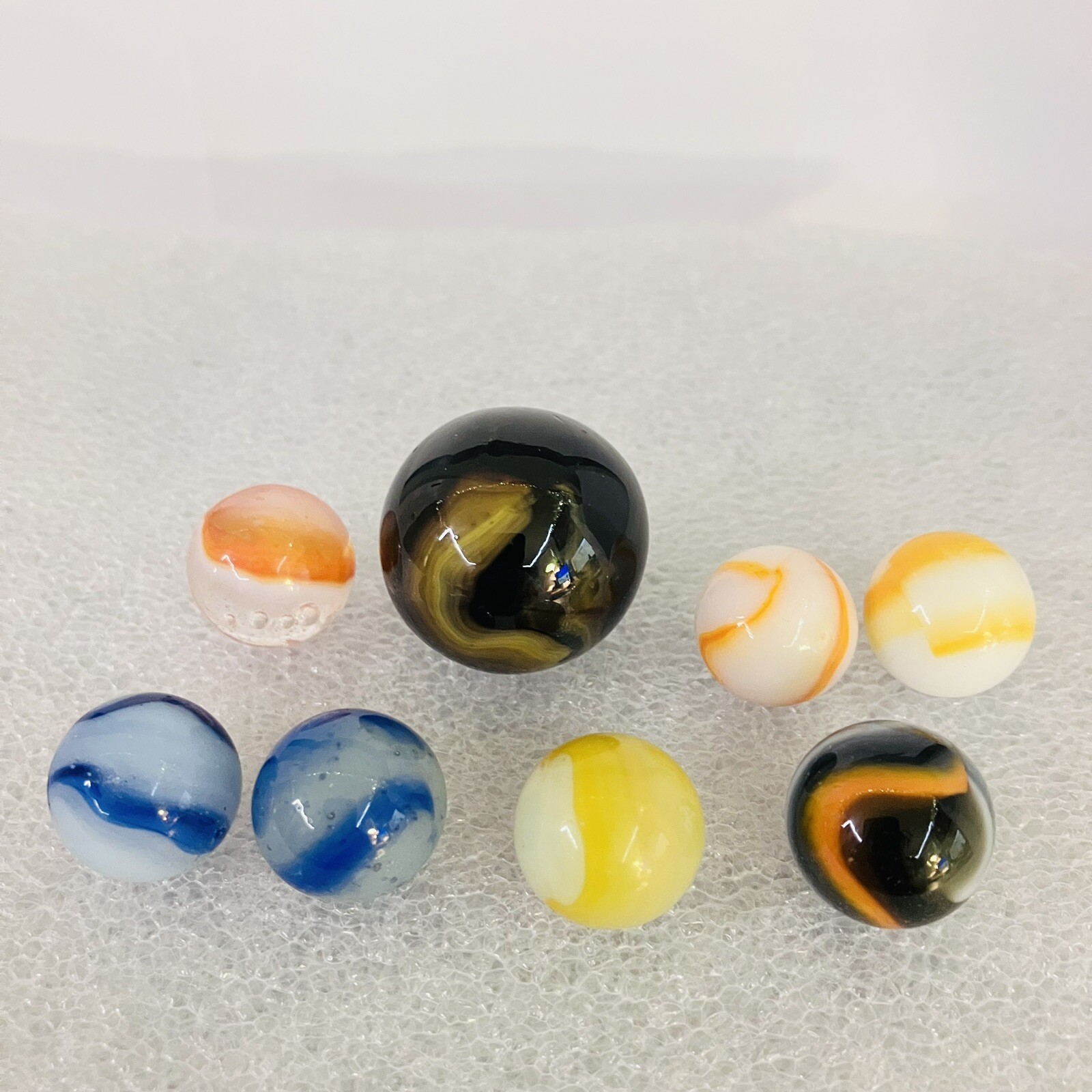 Peltier Marble Lot – Nova Shooter, Sunset Rainbo, Acme Realer, Zebra, Rainbos