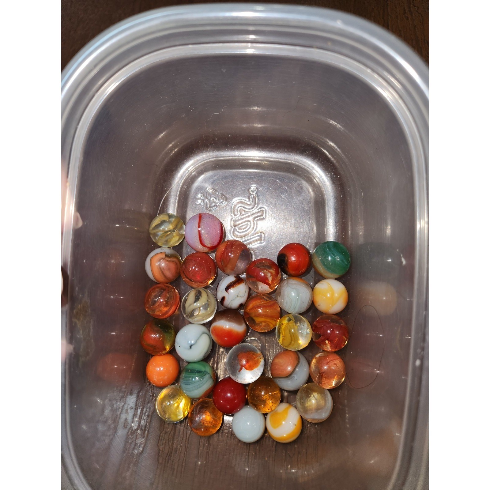31 Red Orange Yellow White Clear Glass Marbles LOT 5