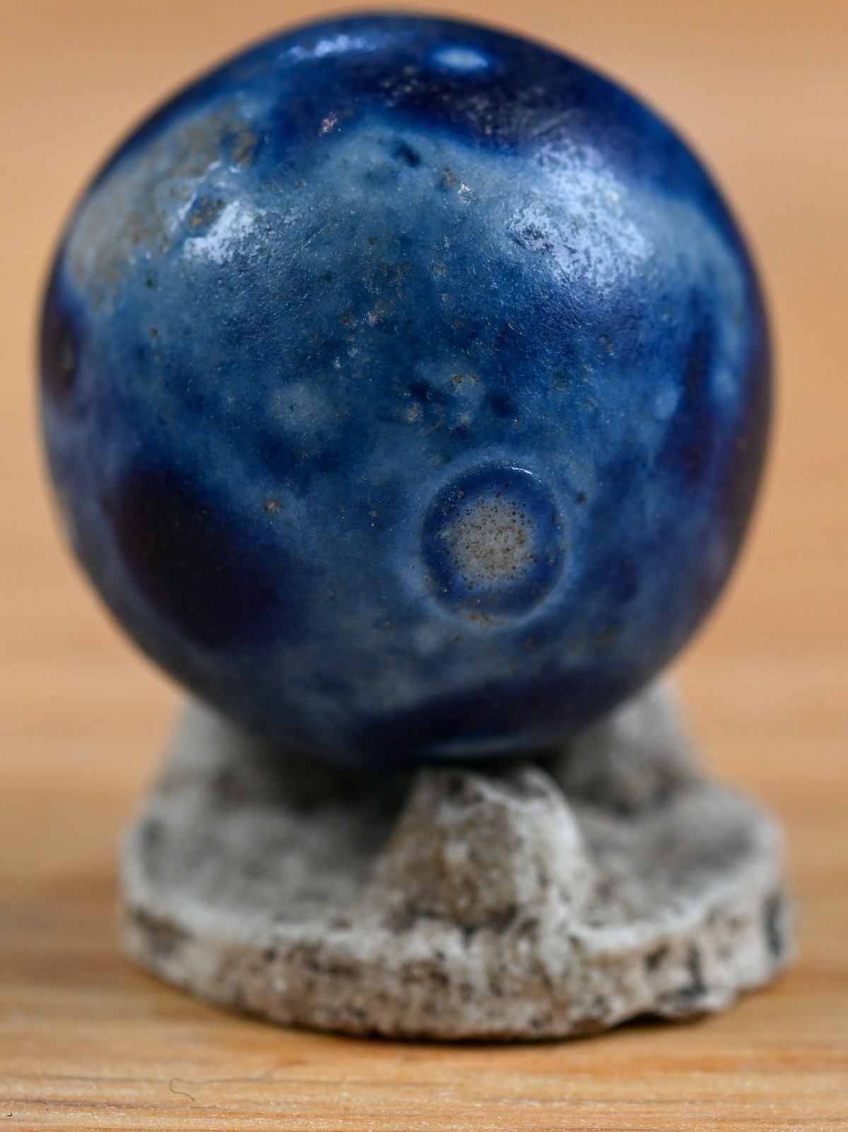 Blue Handmade Bennington Marble & Old German Firing Stand, 0.82 inch, Mint S1708