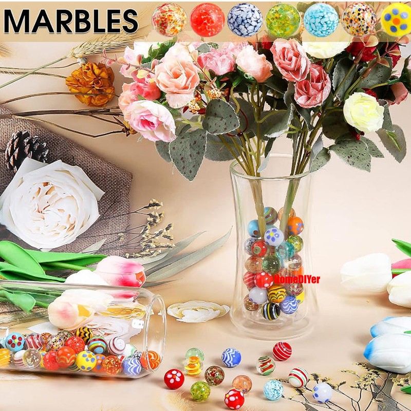 16mm Glass Marbles Colourful Balls Traditional Toys Games Fish Tanks Decoration