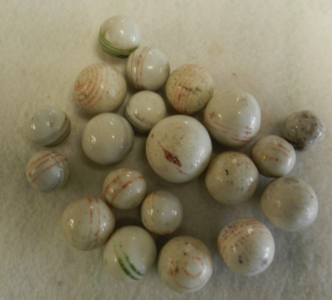 #20916m Vintage Group of 20 German Handmade China Marbles