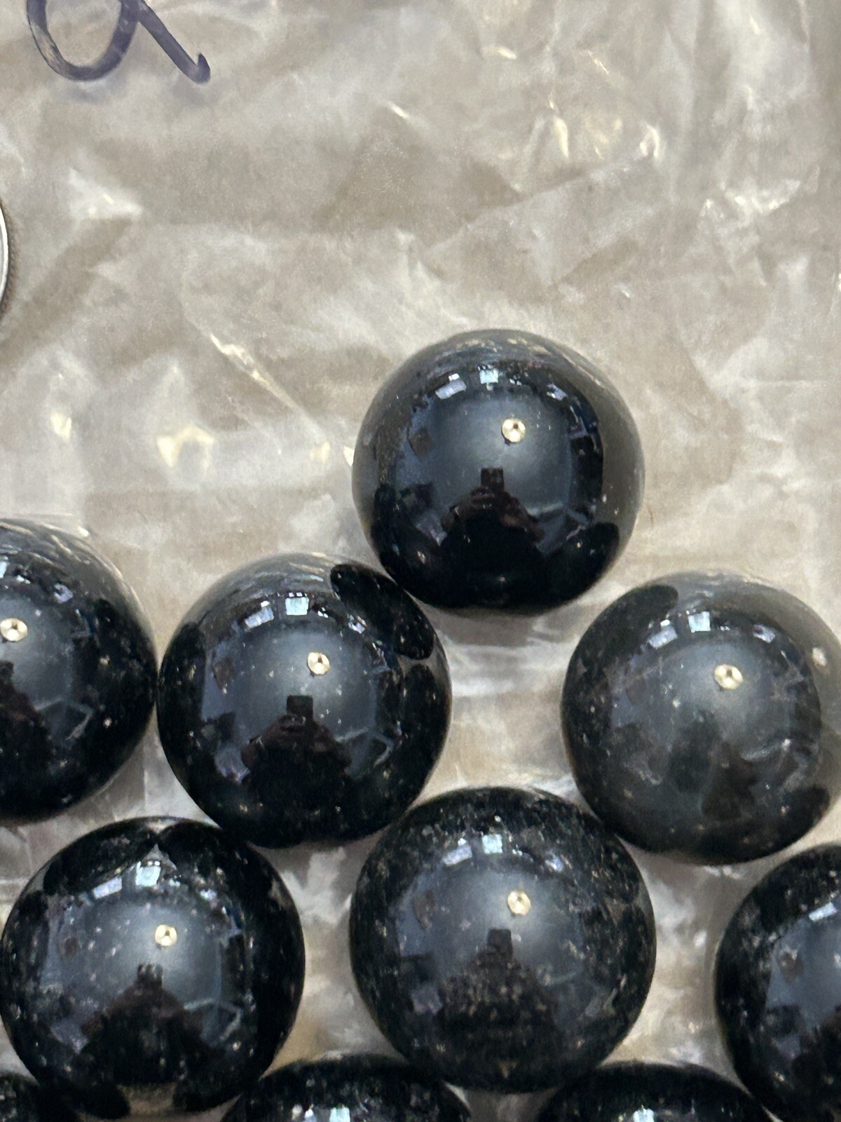 Vintage Marbles 10 Unique Shiny Black Shooter Lot 202
